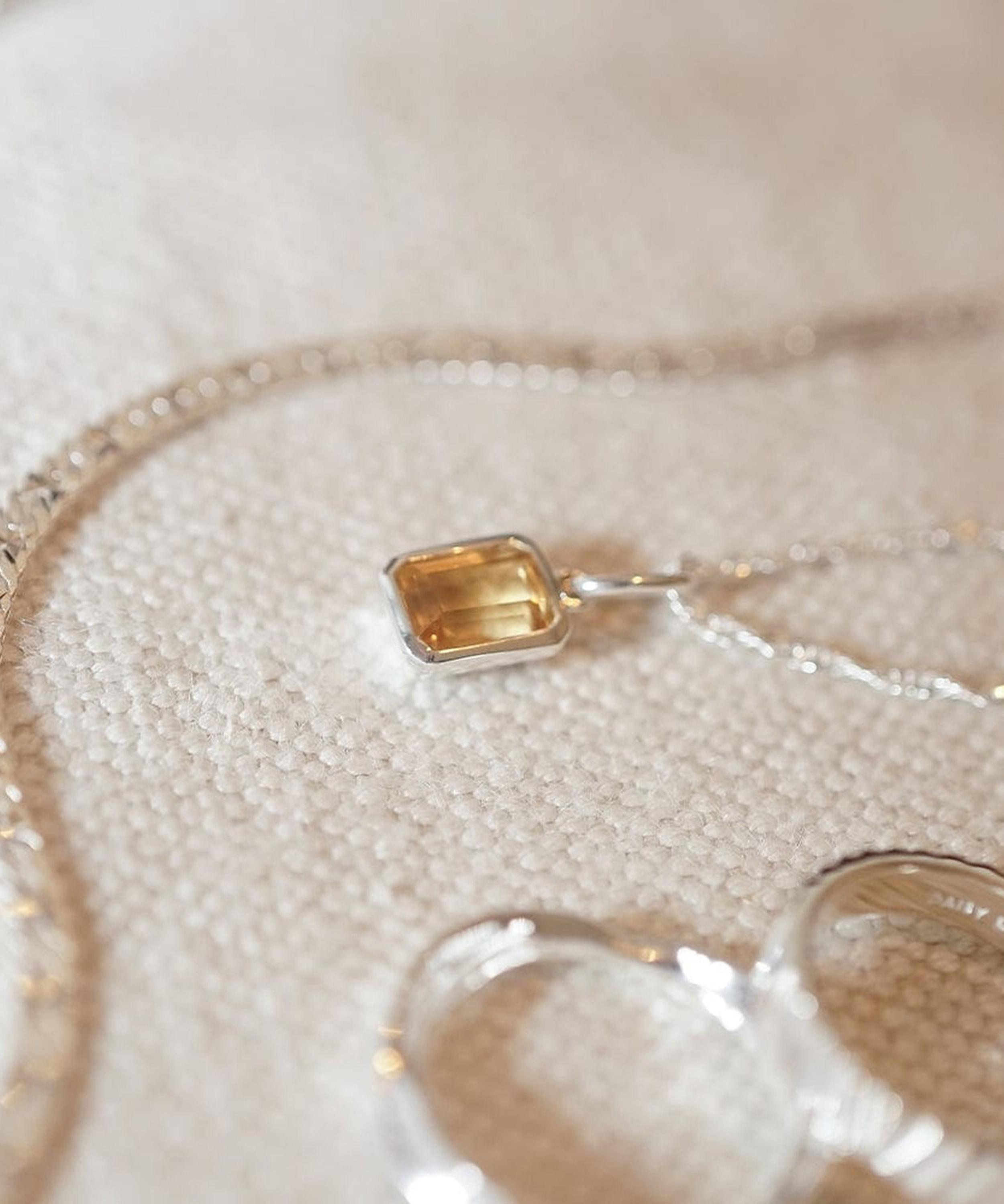 Daisy London - Sterling Silver Citrine November Birthstone Charm Necklace image number 2