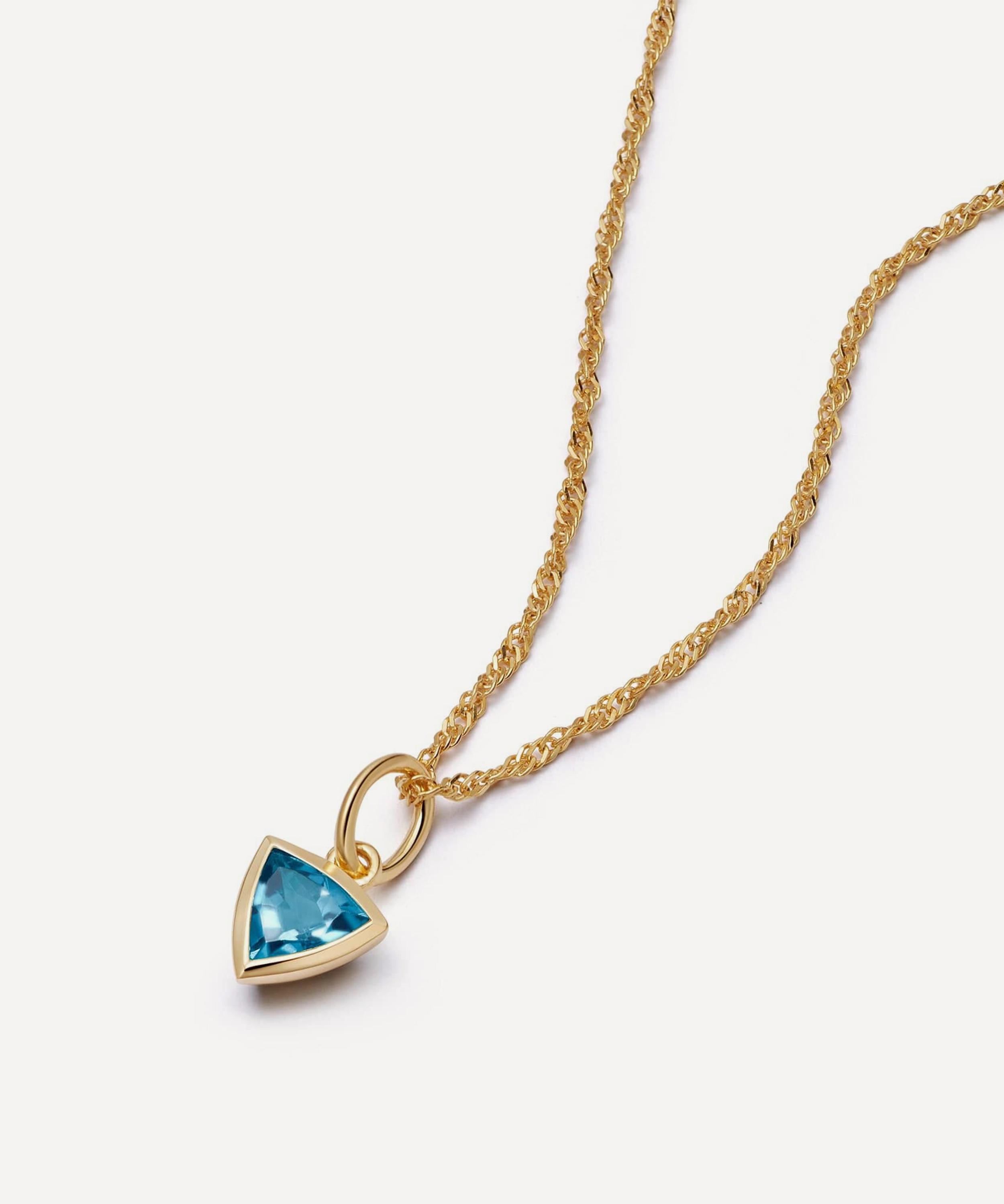 Daisy London - 18ct Gold-Plated Blue Topaz December Birthstone Charm Necklace