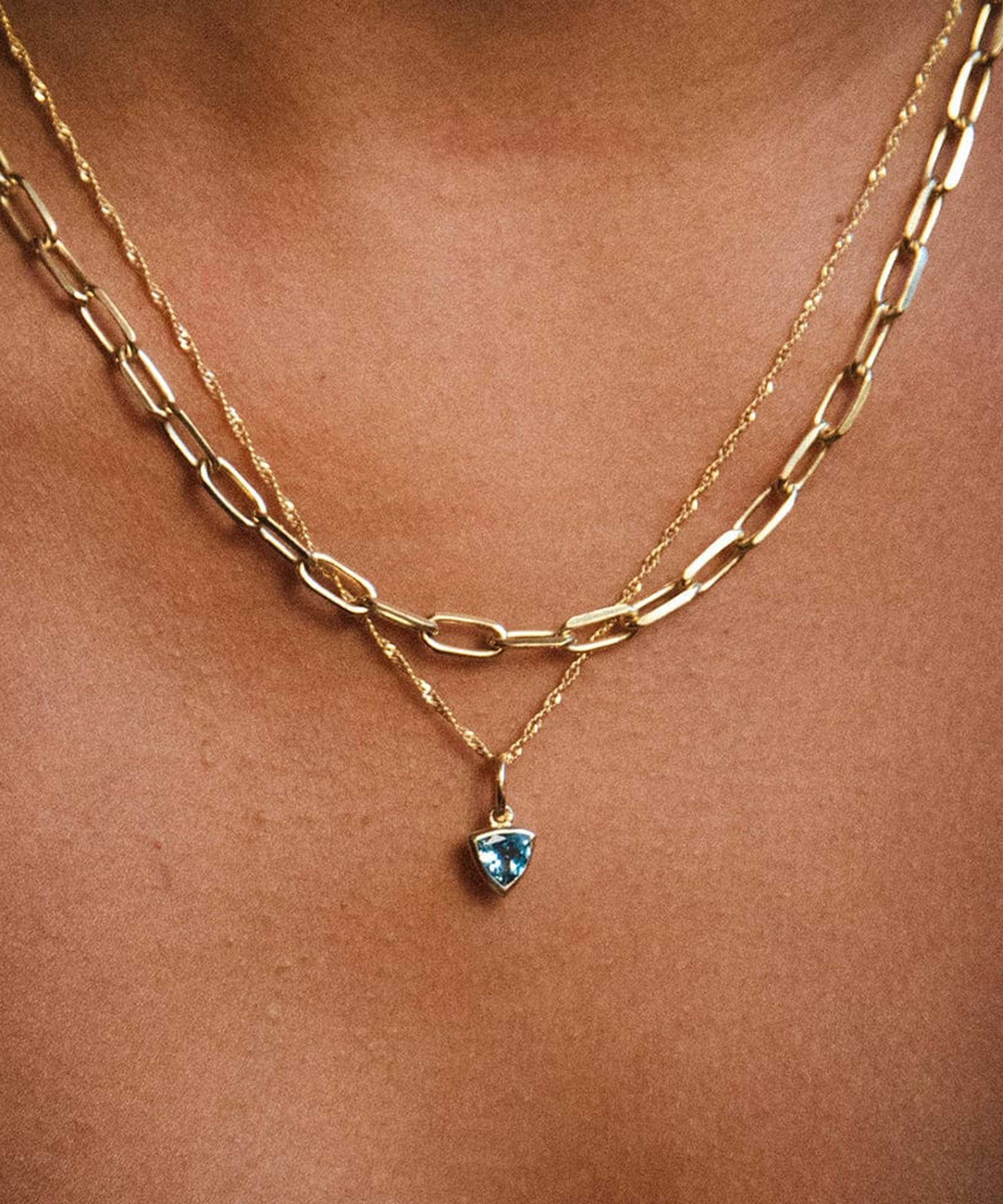 Daisy London - 18ct Gold-Plated Blue Topaz December Birthstone Charm Necklace image number 1