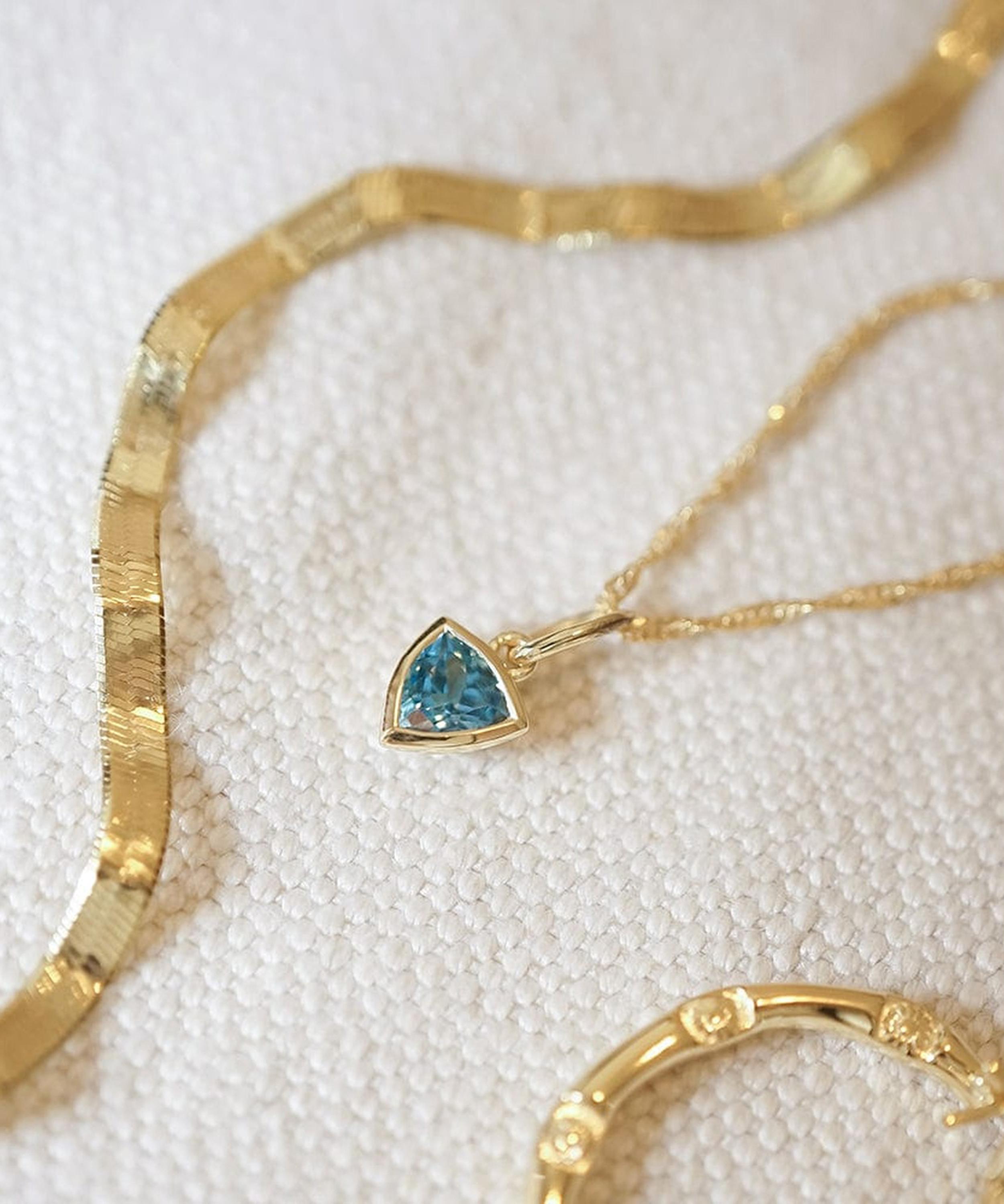 Daisy London - 18ct Gold-Plated Blue Topaz December Birthstone Charm Necklace image number 2