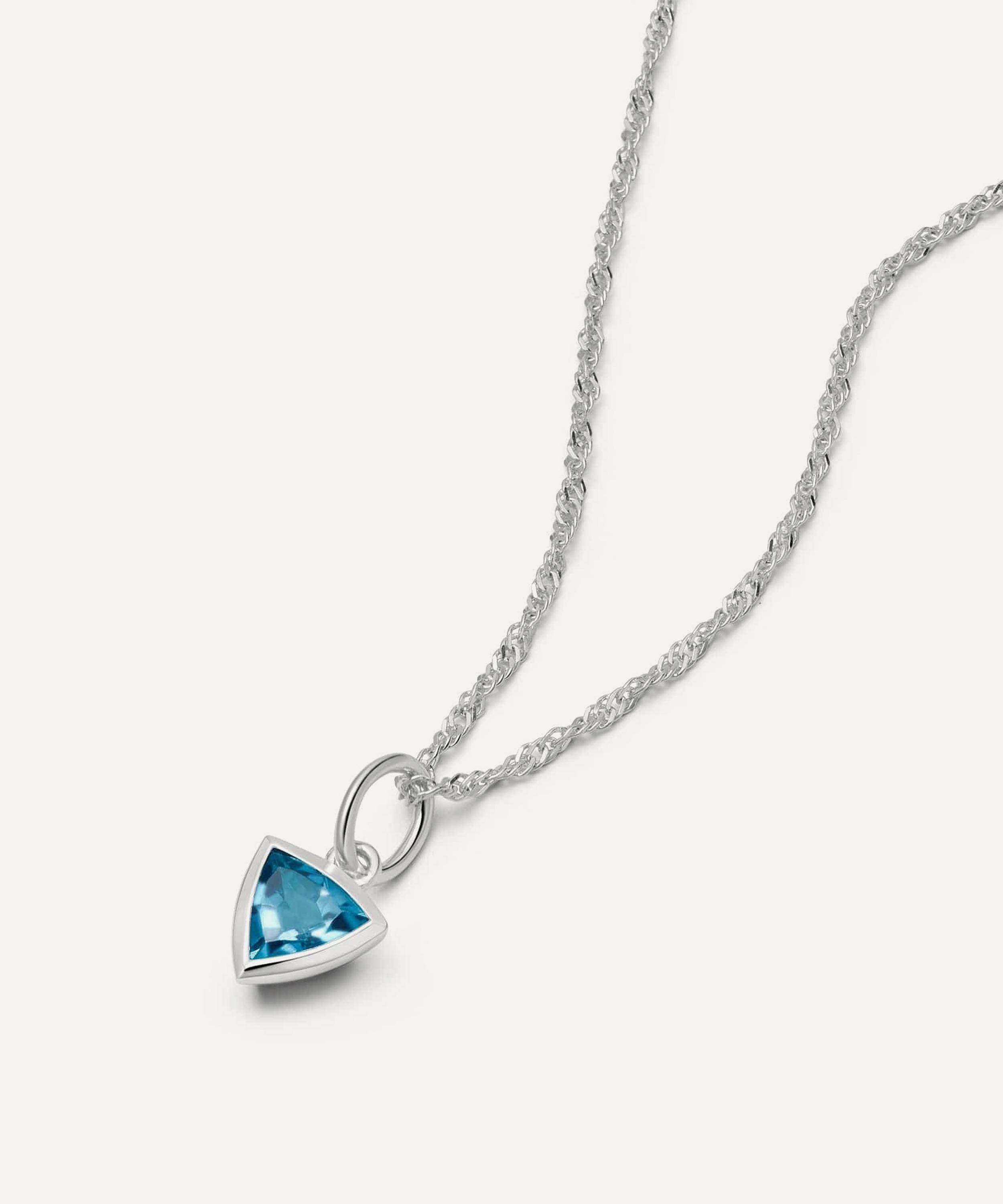 Daisy London - Sterling Silver Blue Topaz December Birthstone Charm Necklace image number 0