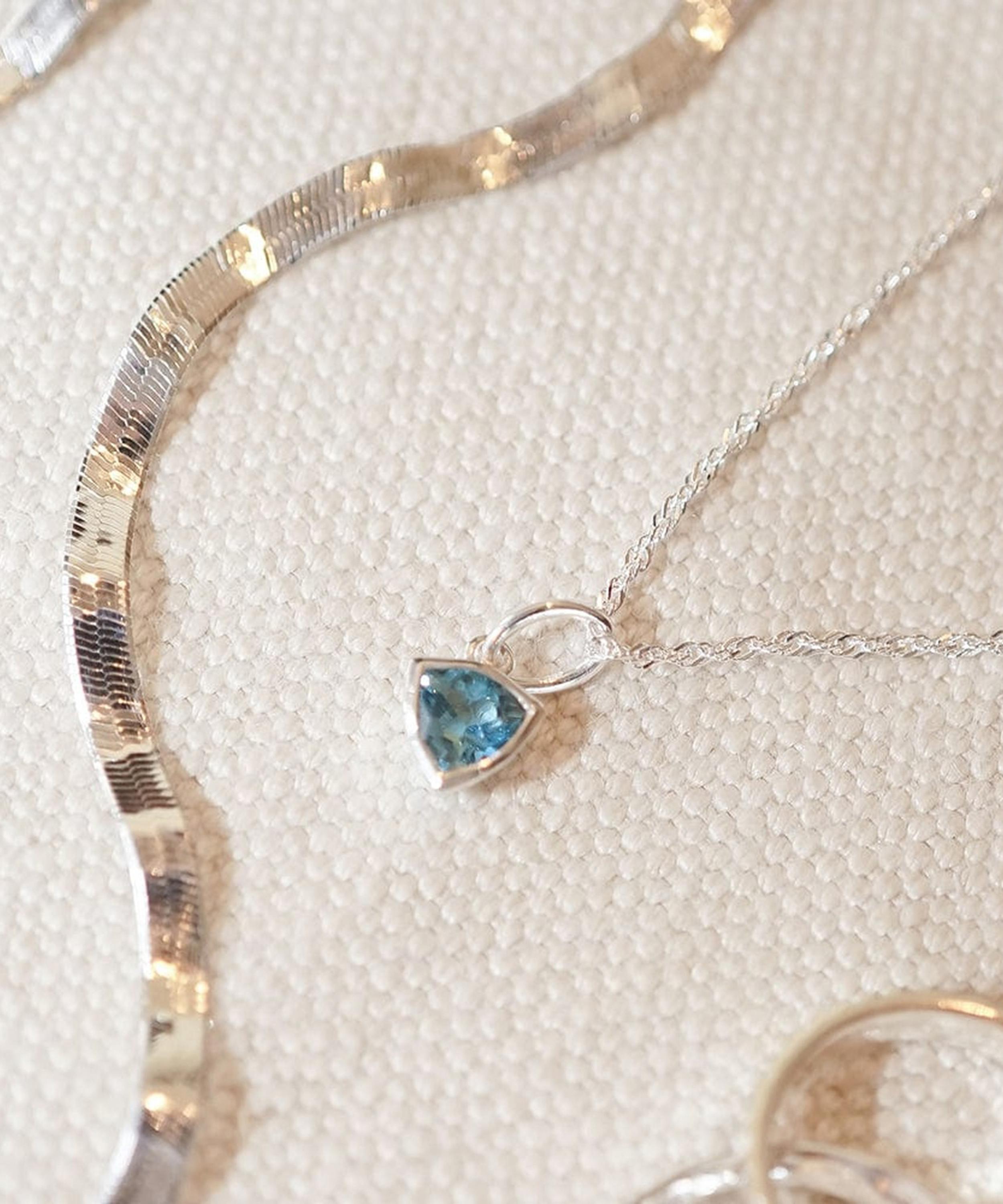 Daisy London - Sterling Silver Blue Topaz December Birthstone Charm Necklace image number 2
