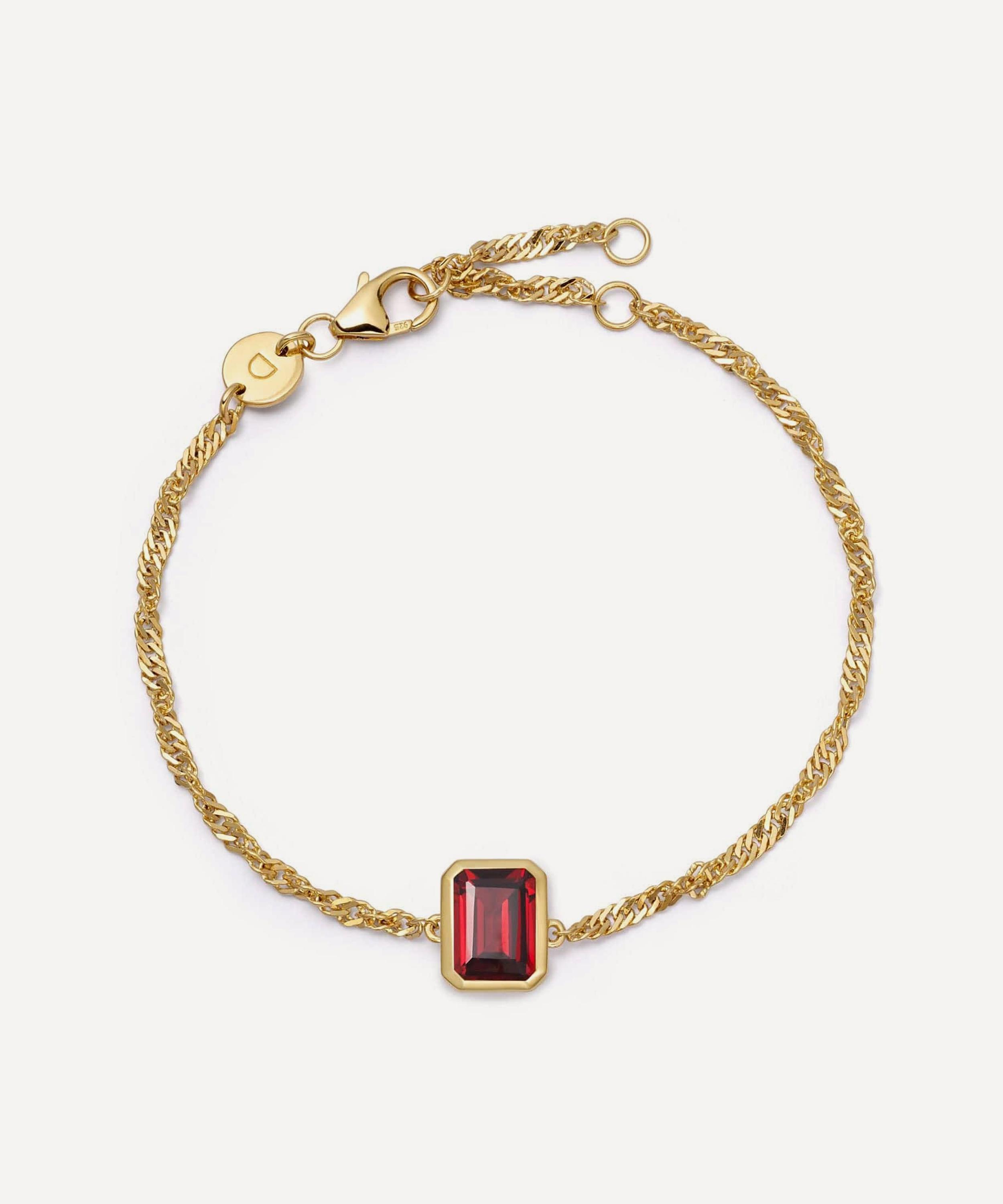 Daisy London - 18ct Gold-Plated Garnet January Birthstone Charm Bracelet image number 0