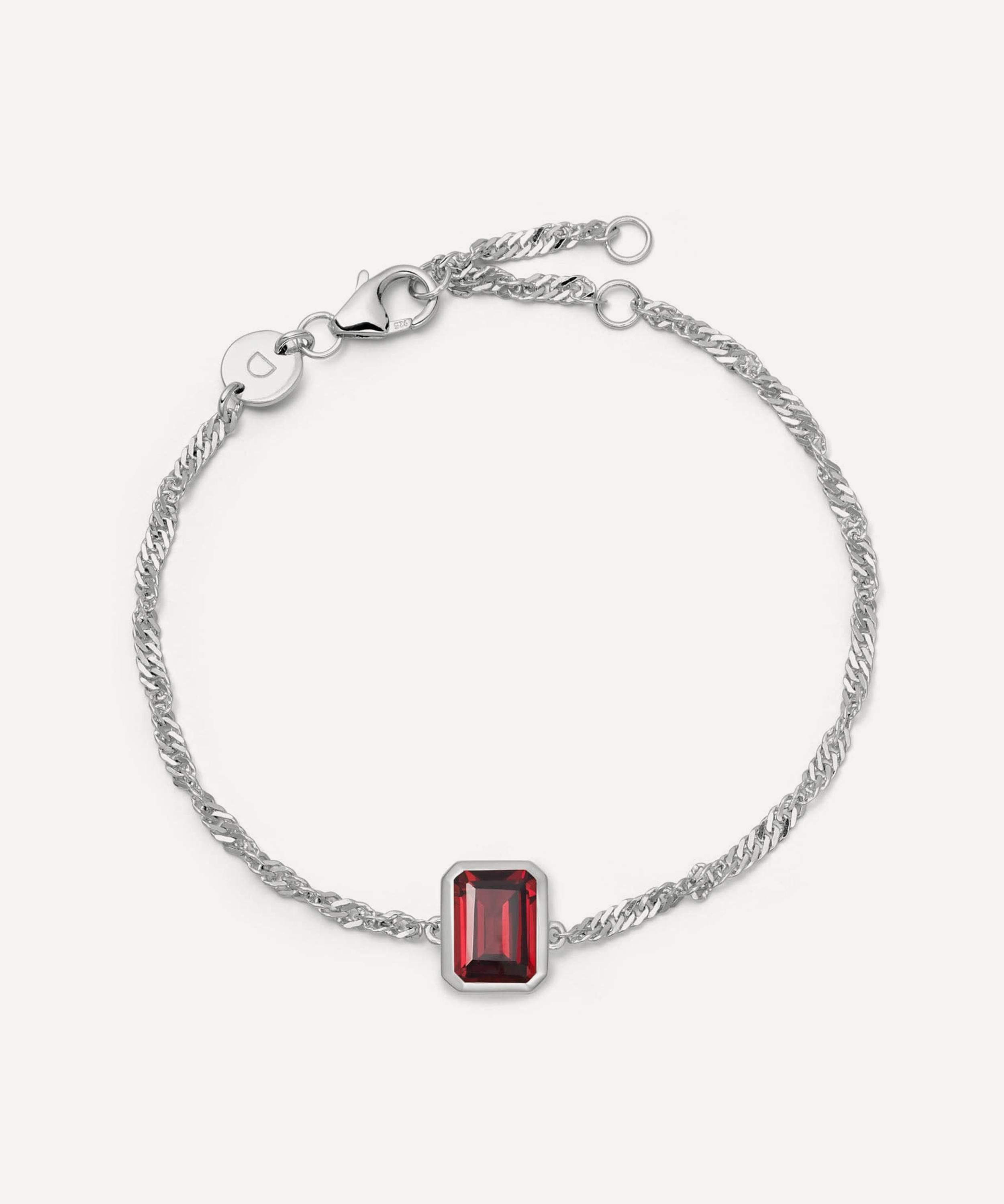Daisy London - Sterling Silver Garnet January Birthstone Charm Bracelet image number 0