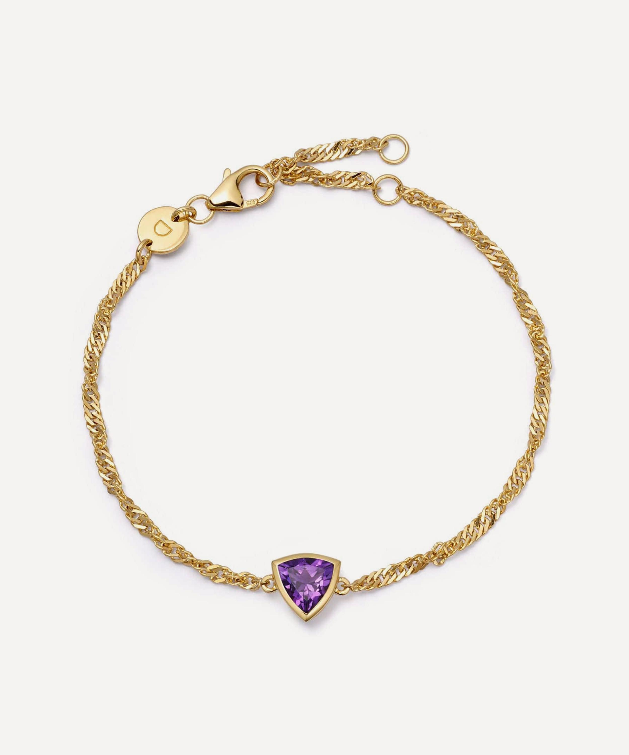 Daisy London - 18ct Gold-Plated Amethyst February Birthstone Charm Bracelet image number 0