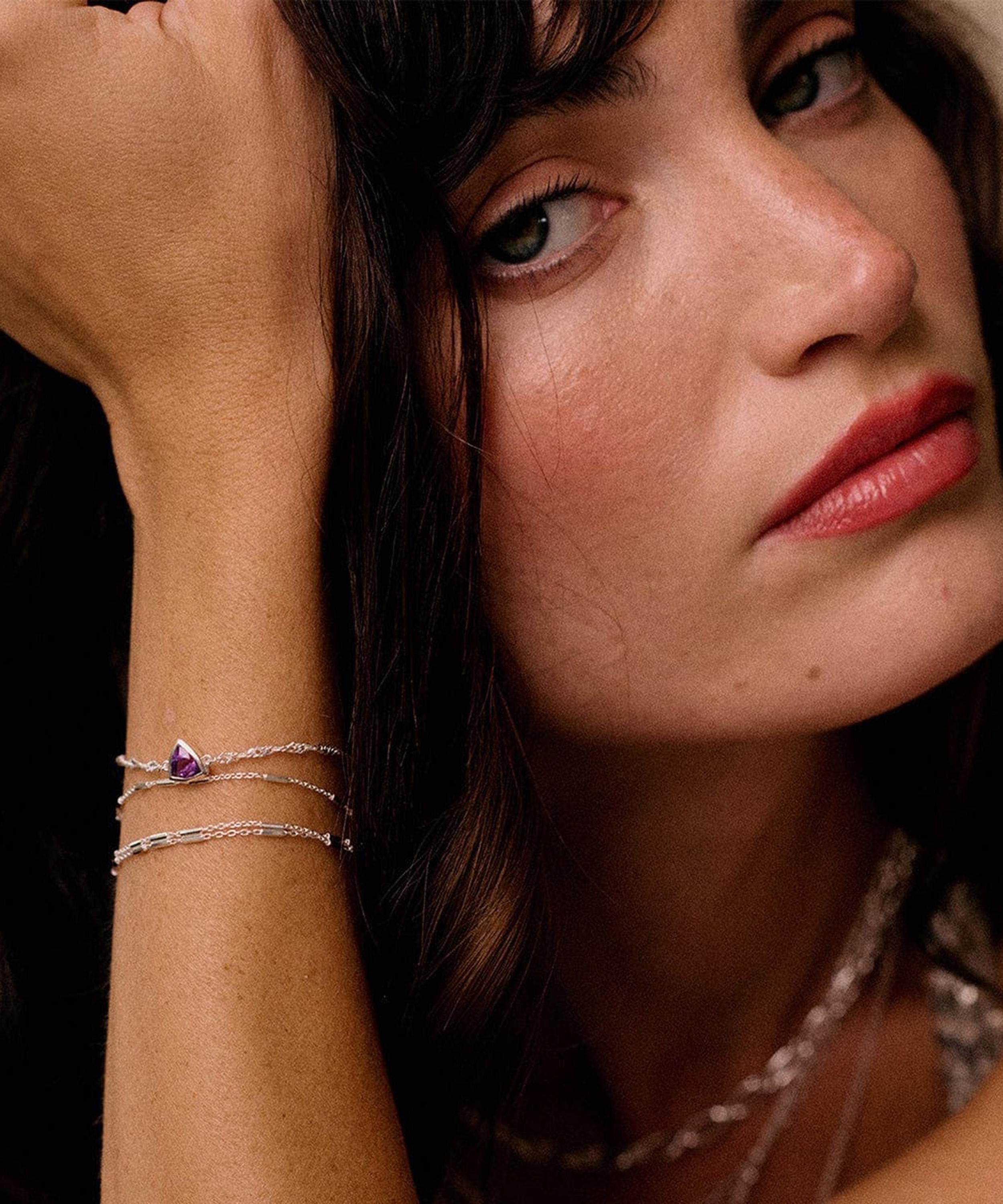 Daisy London - Sterling Silver Amethyst February Birthstone Charm Bracelet image number 1