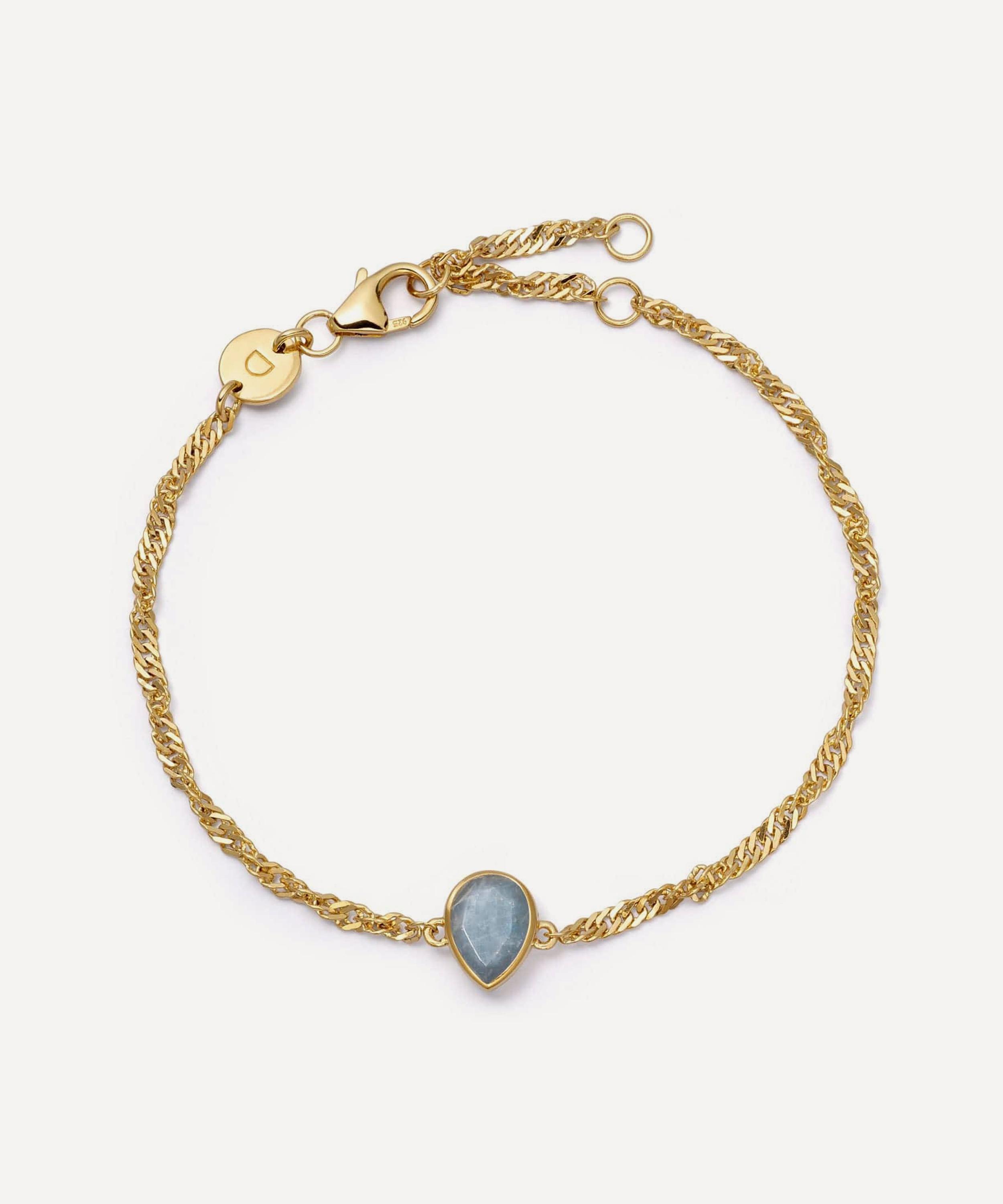 Daisy London - 18ct Gold-Plated Aquamarine March Birthstone Charm Bracelet image number 0