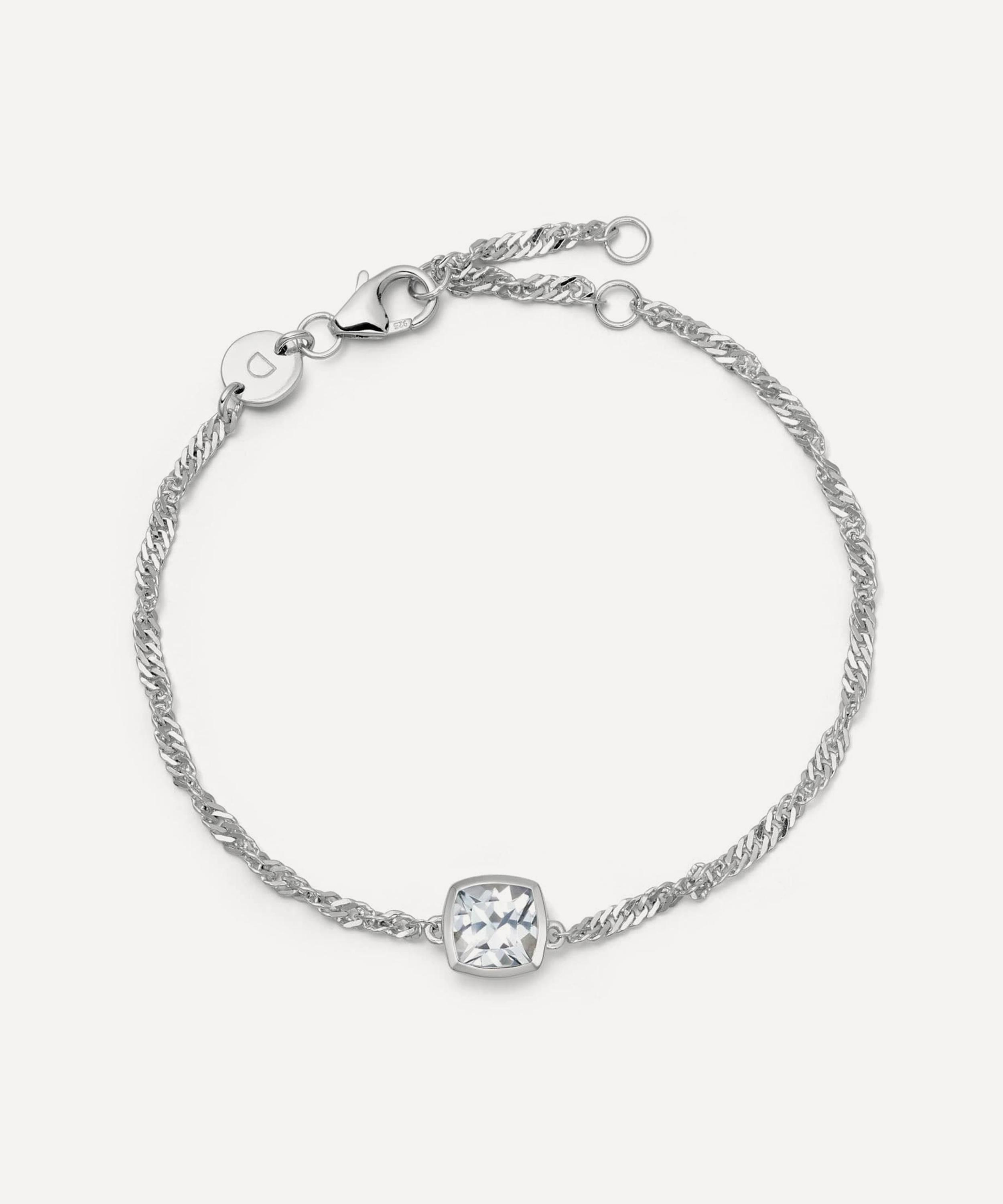 Daisy London - Sterling Silver White Topaz April Birthstone Charm Bracelet image number 0
