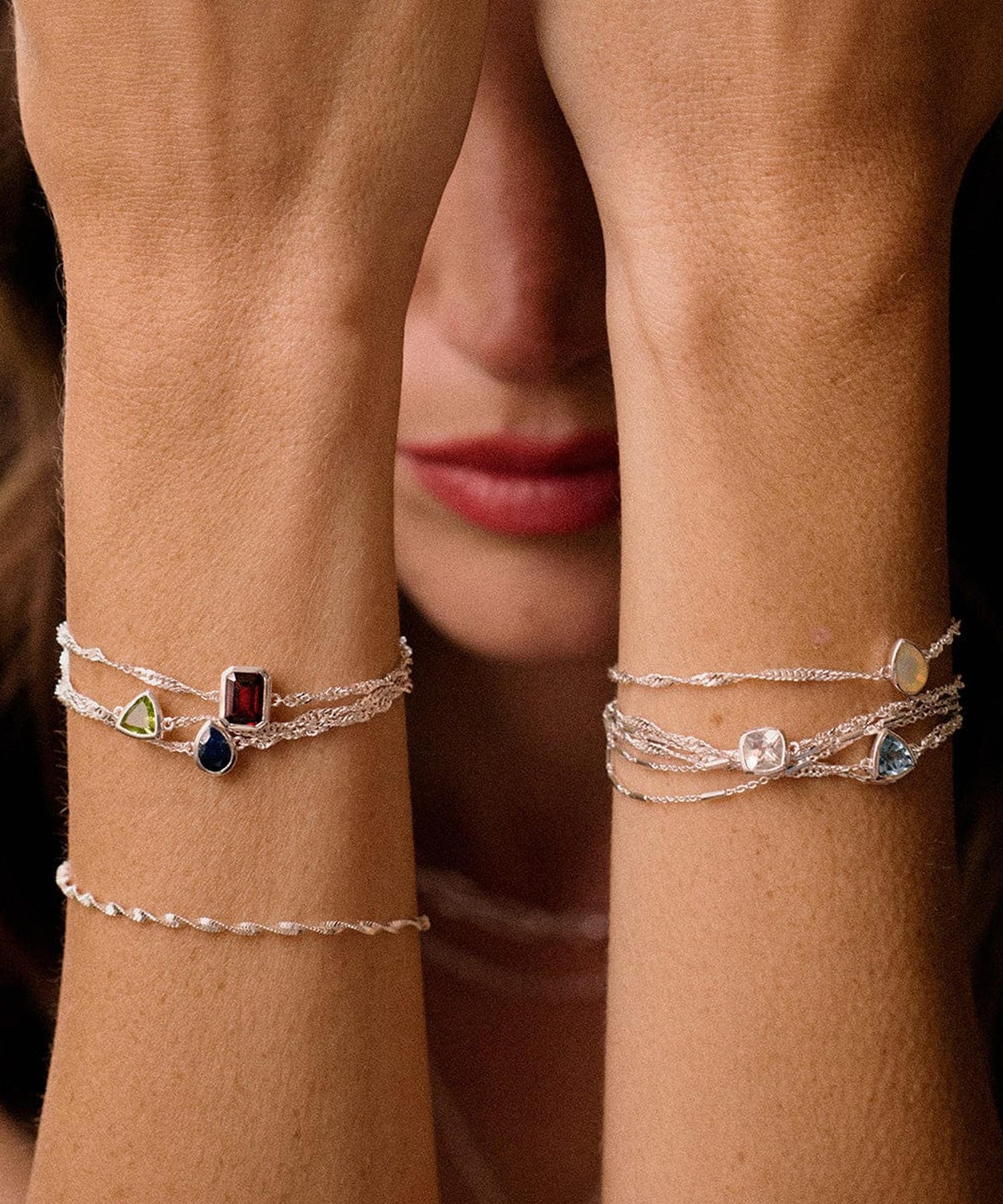 Daisy London - Sterling Silver White Topaz April Birthstone Charm Bracelet image number 1