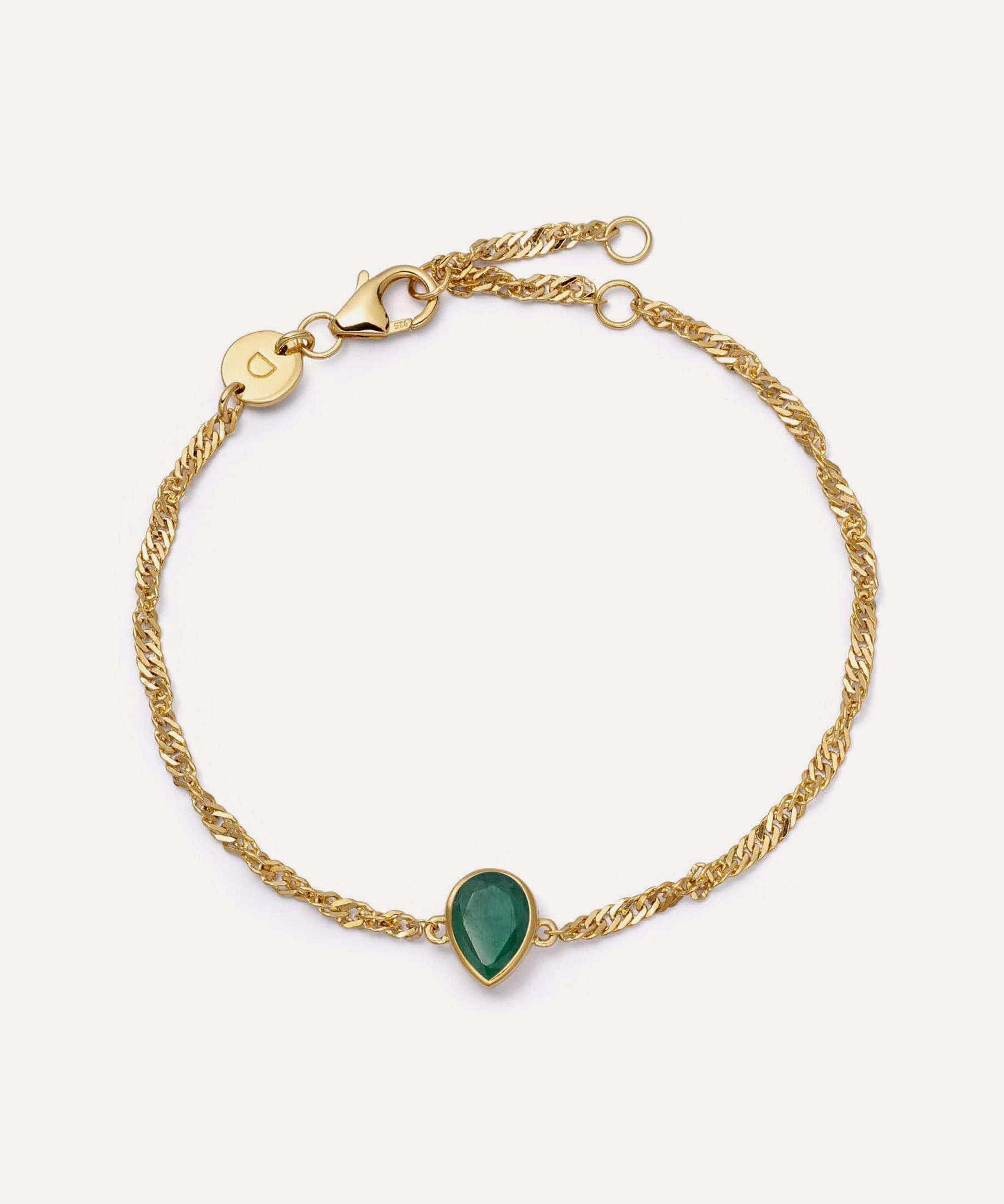 Daisy London - 18ct Gold-Plated Emerald May Birthstone Charm Bracelet image number 0
