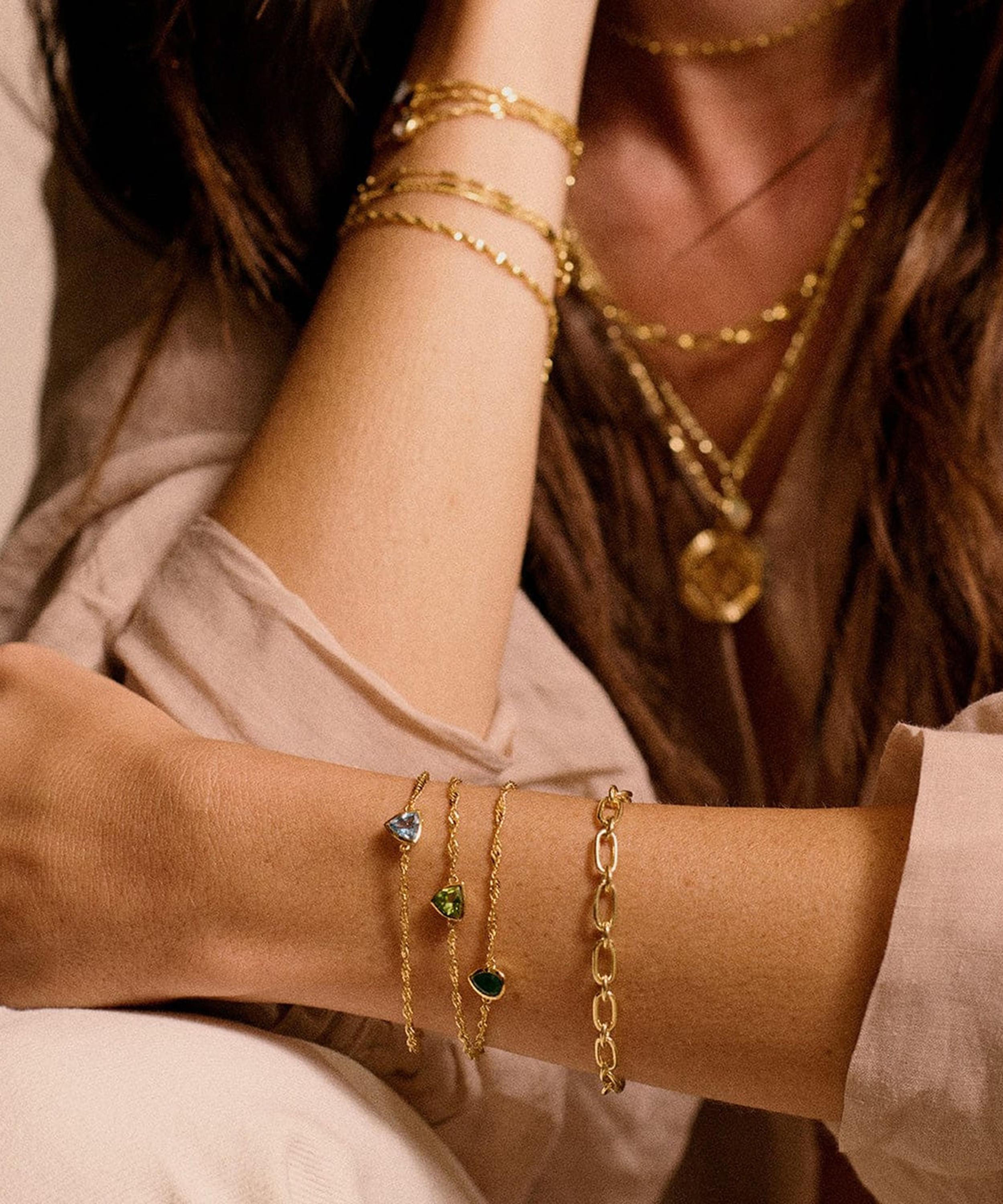 Daisy London - 18ct Gold-Plated Emerald May Birthstone Charm Bracelet image number 1