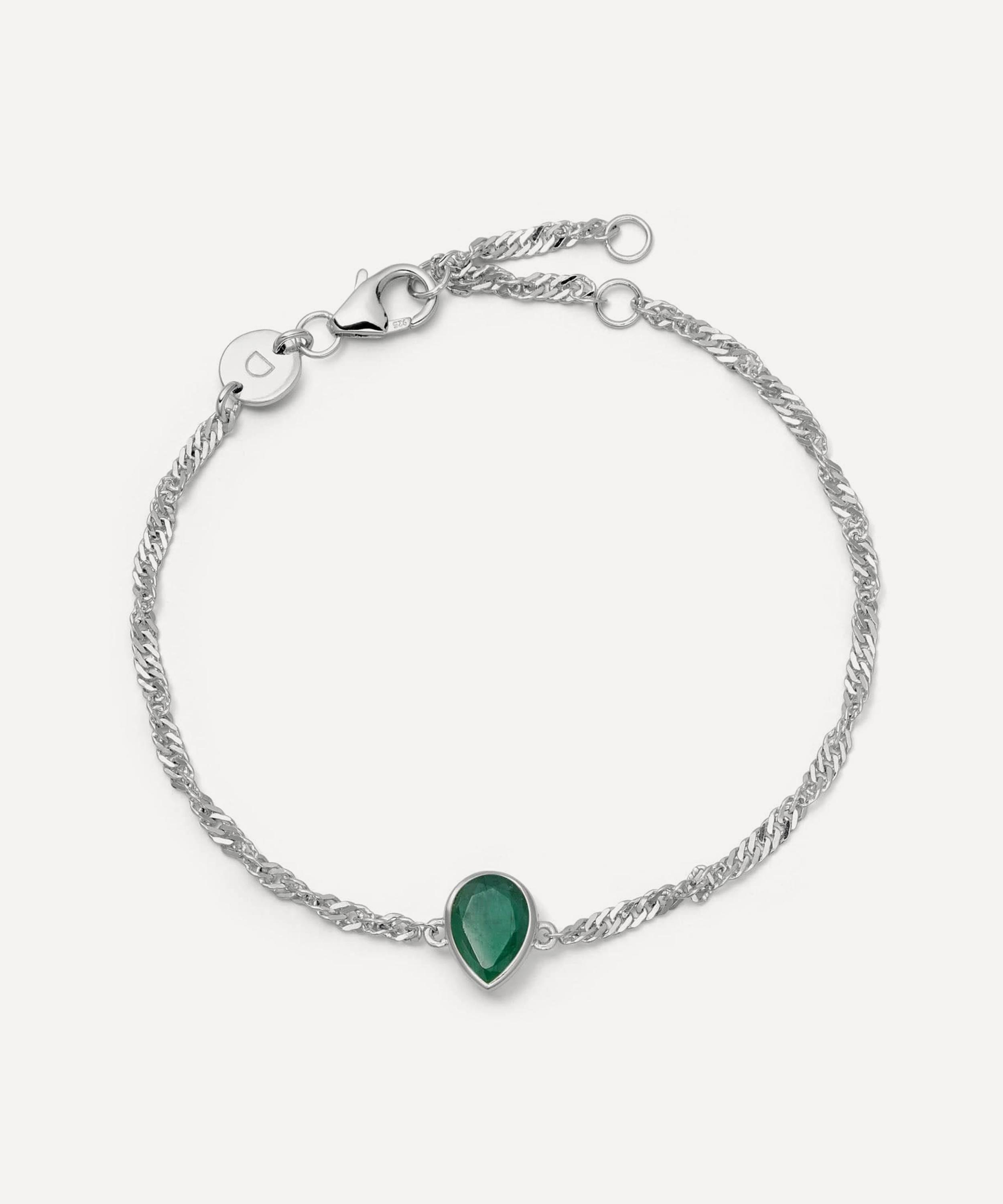 Daisy London - Sterling Silver Emerald May Birthstone Charm Bracelet image number 0