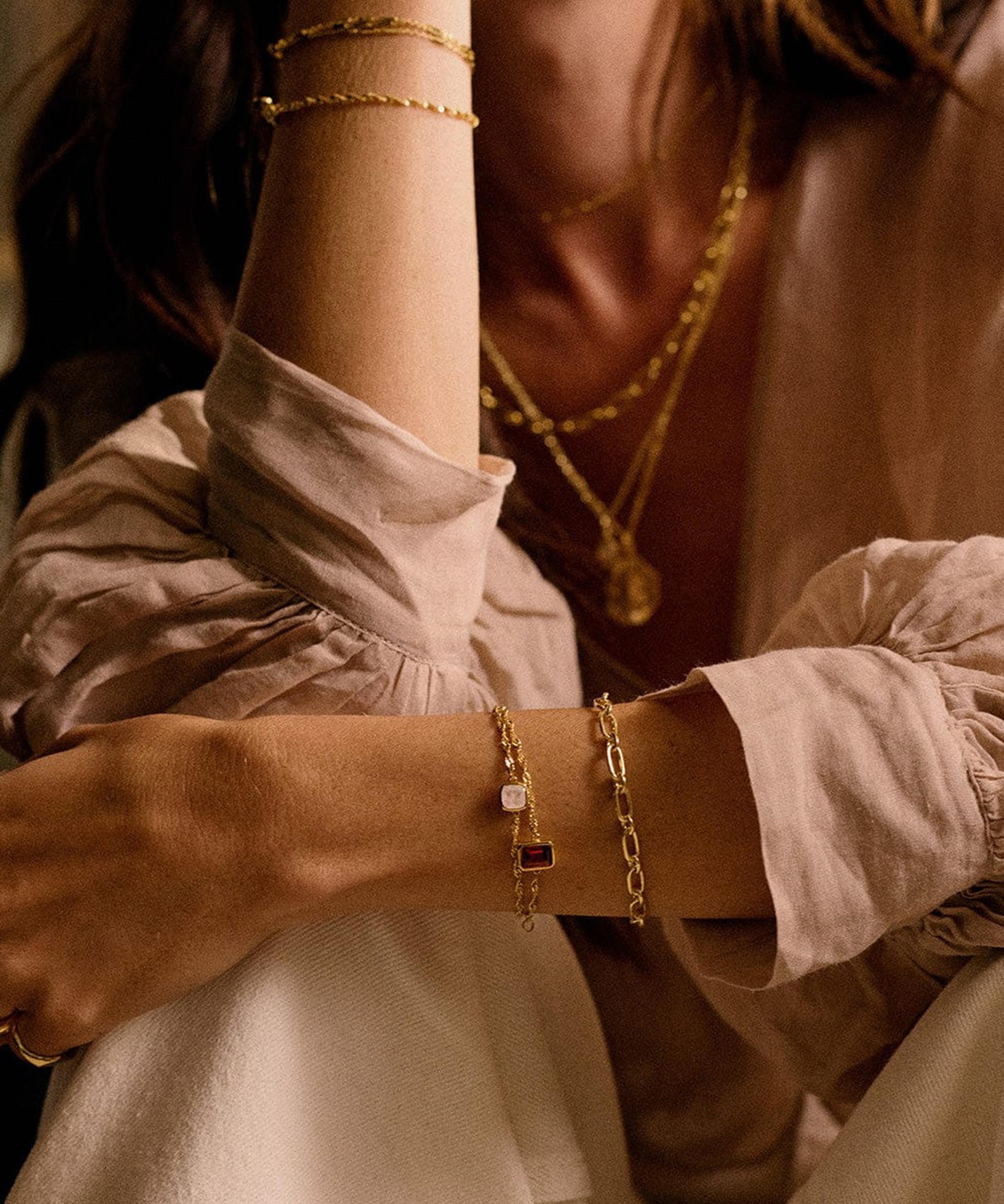 Daisy London - 18ct Gold-Plated Moonstone June Birthstone Charm Bracelet image number 2