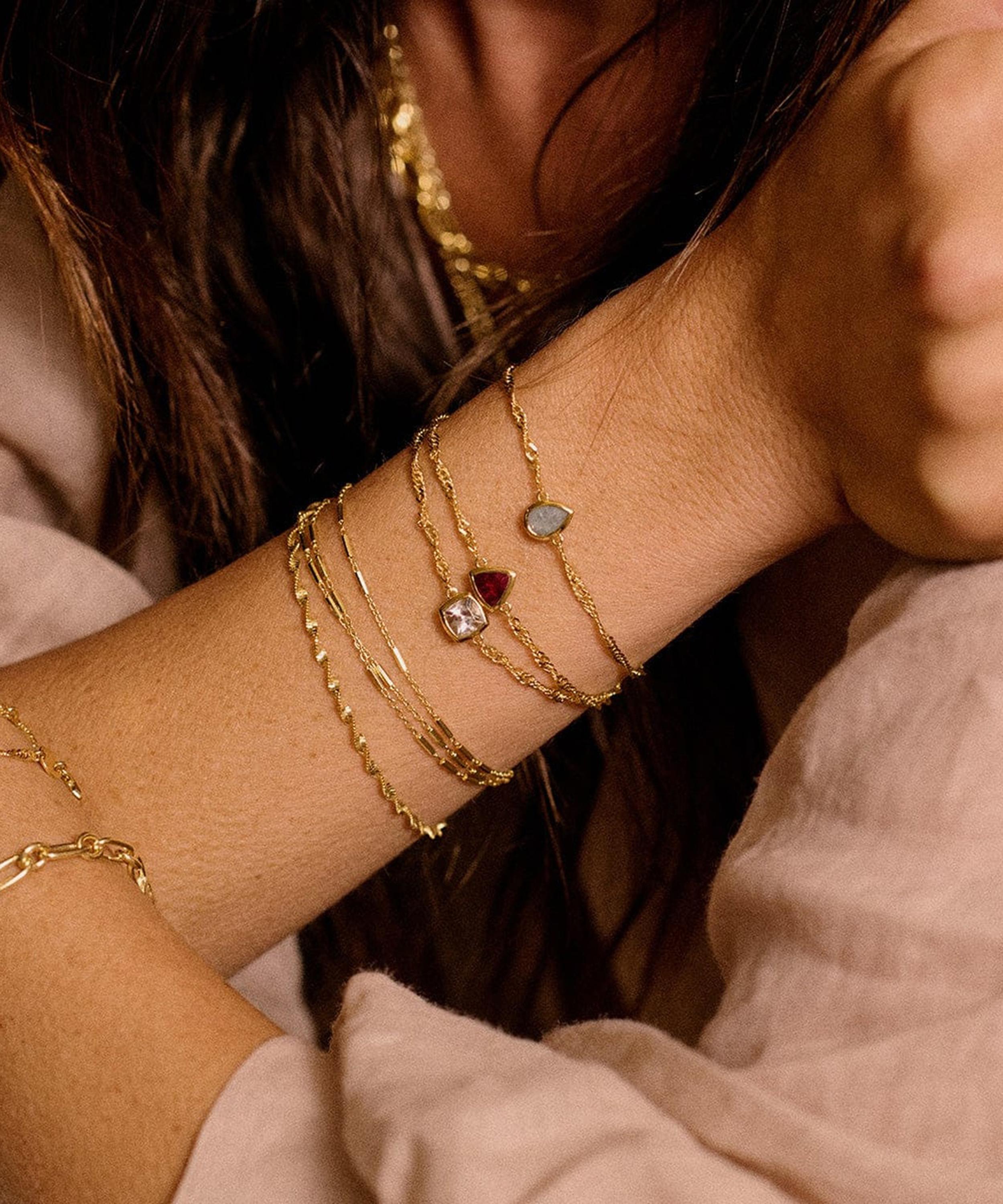 Daisy London - 18ct Gold-Plated Ruby July Birthstone Charm Bracelet image number 1