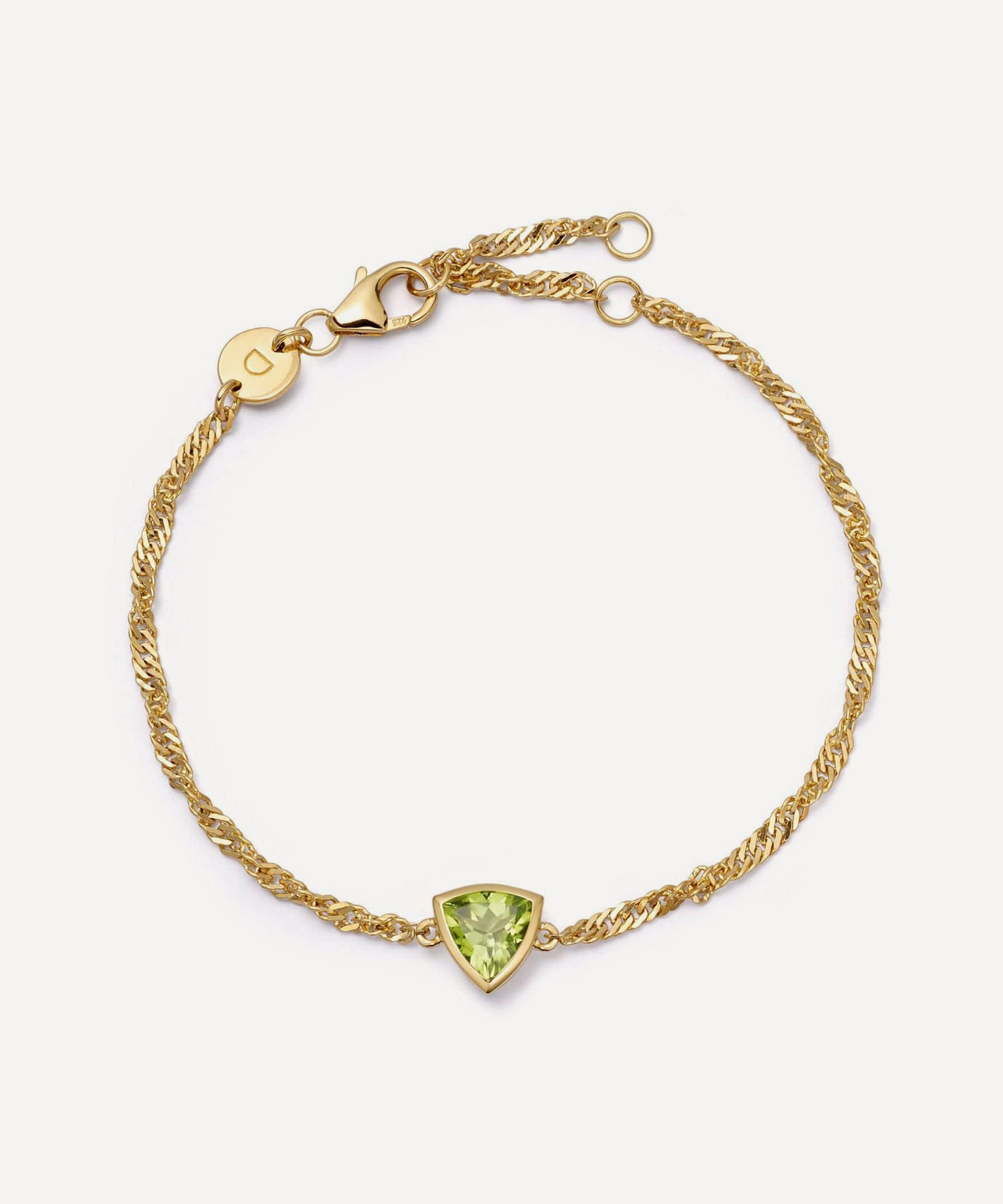 Daisy London - 18ct Gold-Plated Peridot August Birthstone Charm Bracelet image number 0