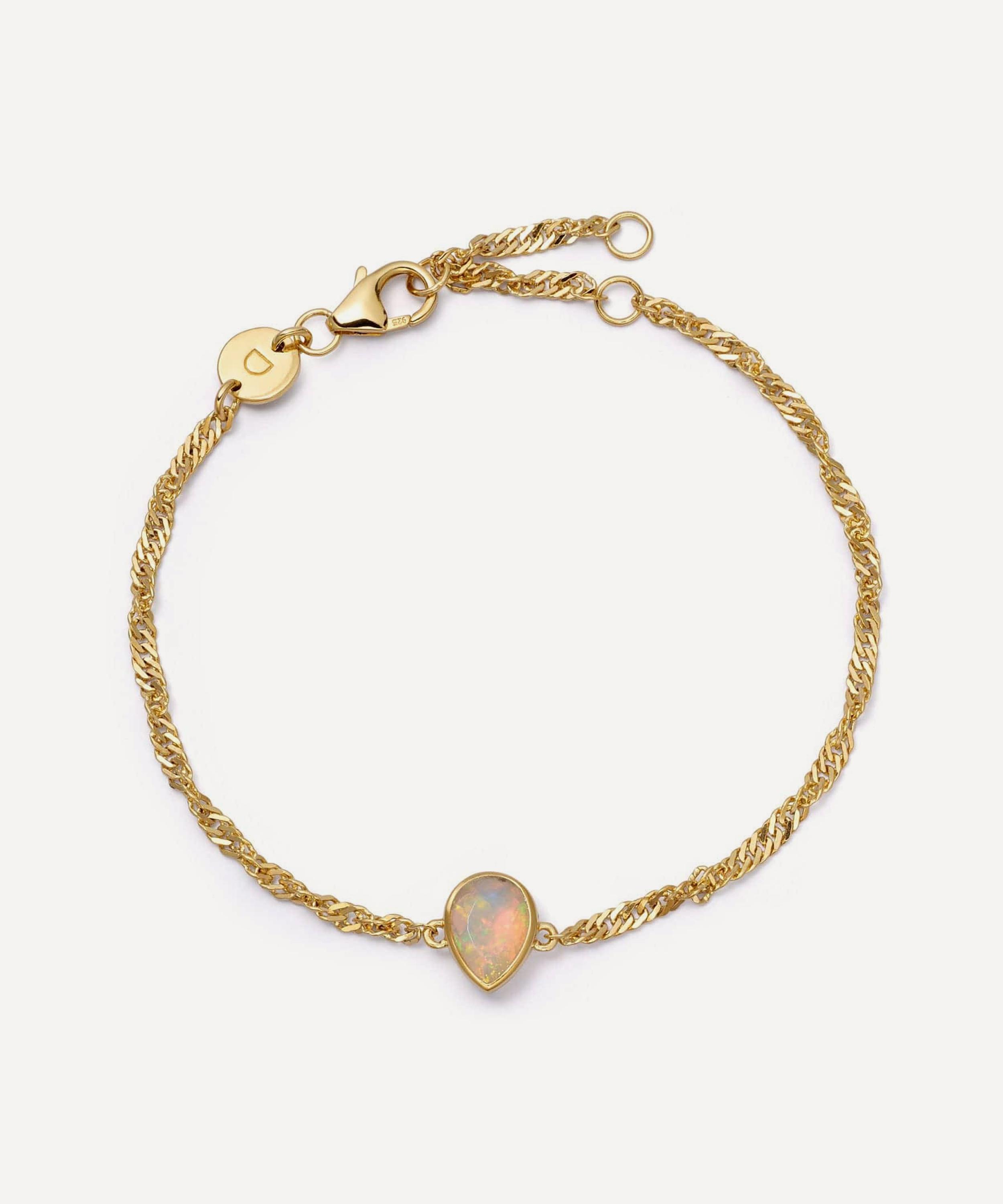 Daisy London - 18ct Gold-Plated Opal October Birthstone Charm Bracelet image number 0