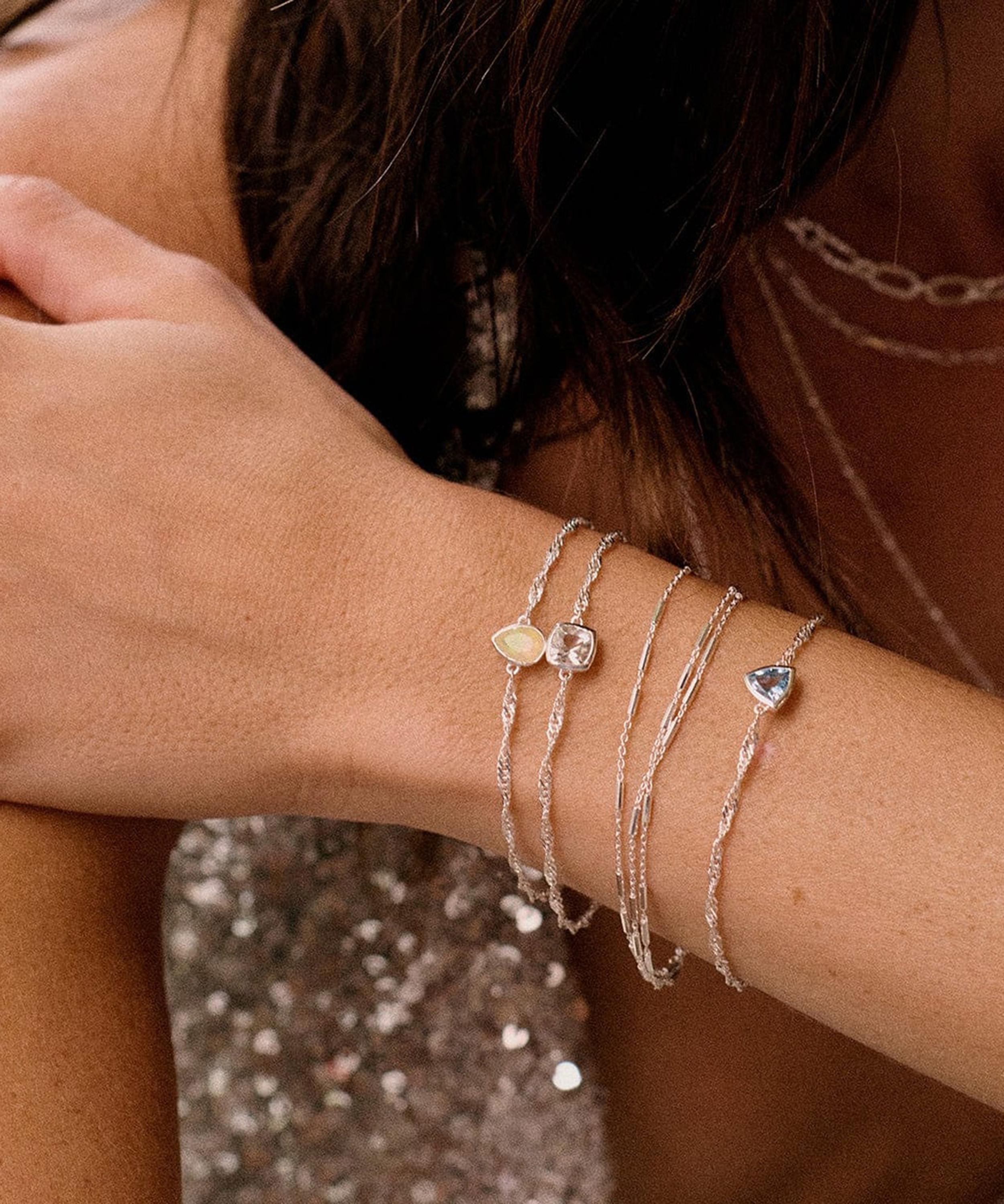 Daisy London - Sterling Silver Opal October Birthstone Charm Bracelet image number 1