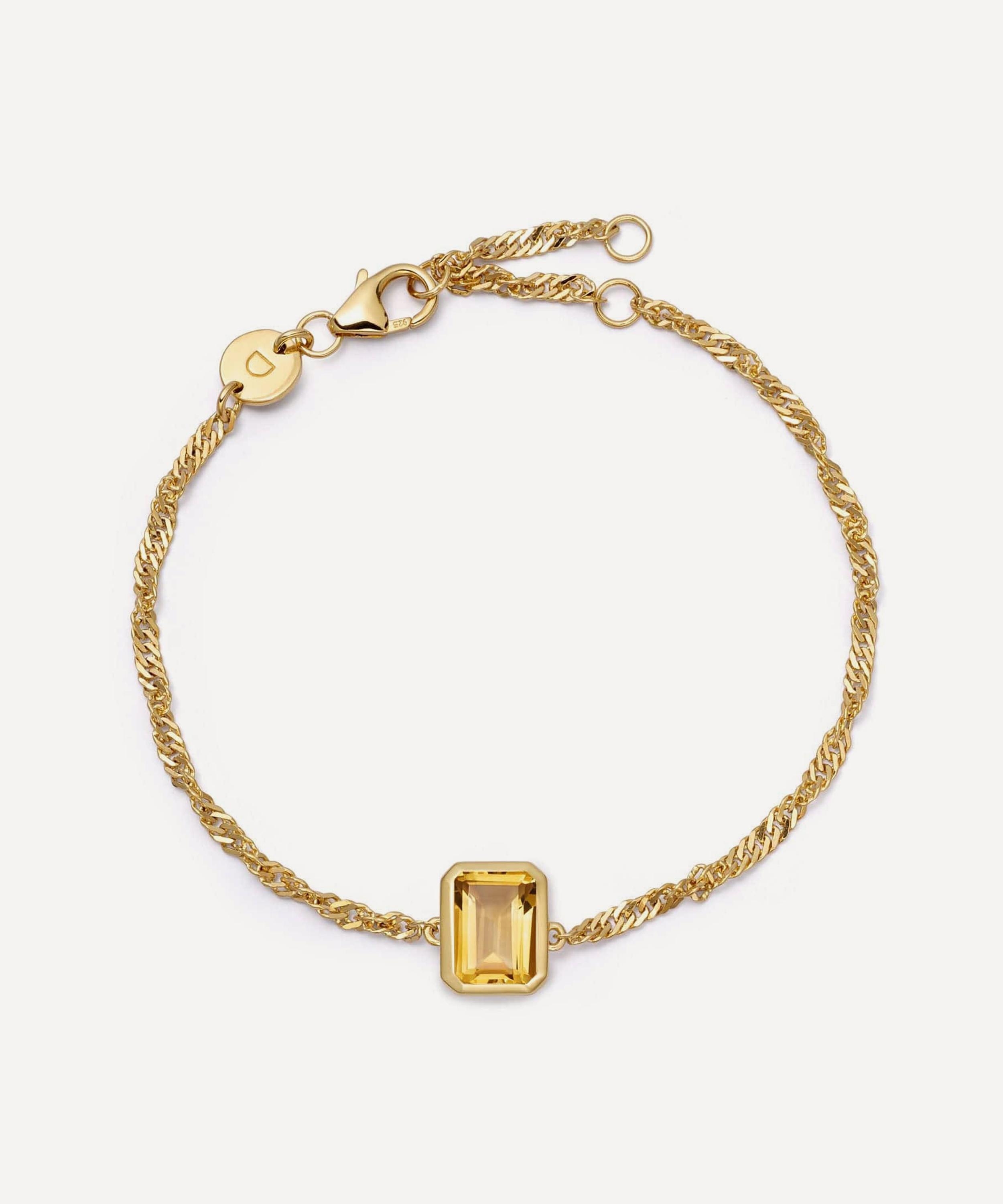 Daisy London - 18ct Gold-Plated Citrine November Birthstone Charm Bracelet image number 0