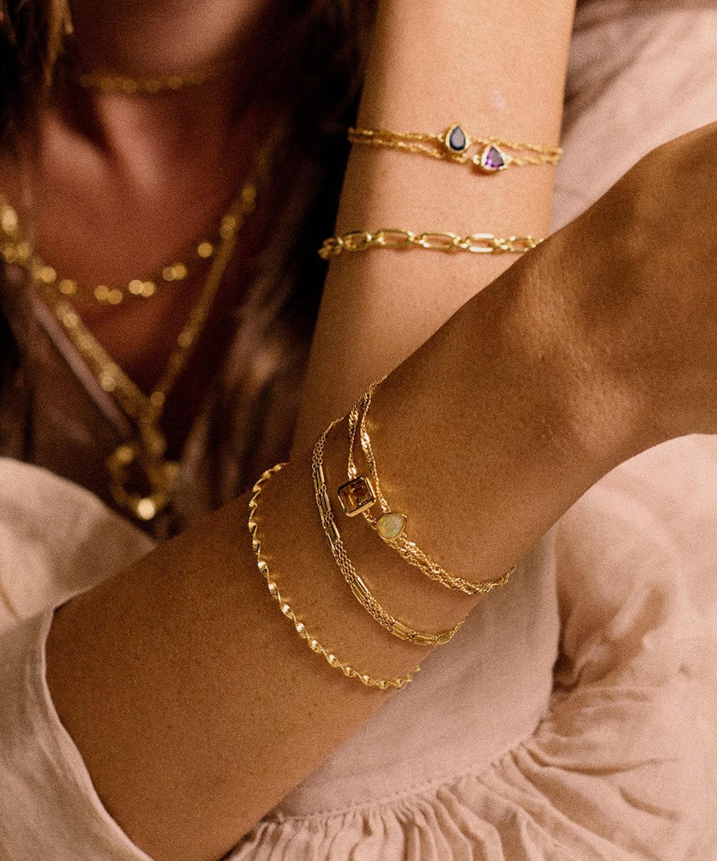 Daisy London - 18ct Gold-Plated Citrine November Birthstone Charm Bracelet image number 1