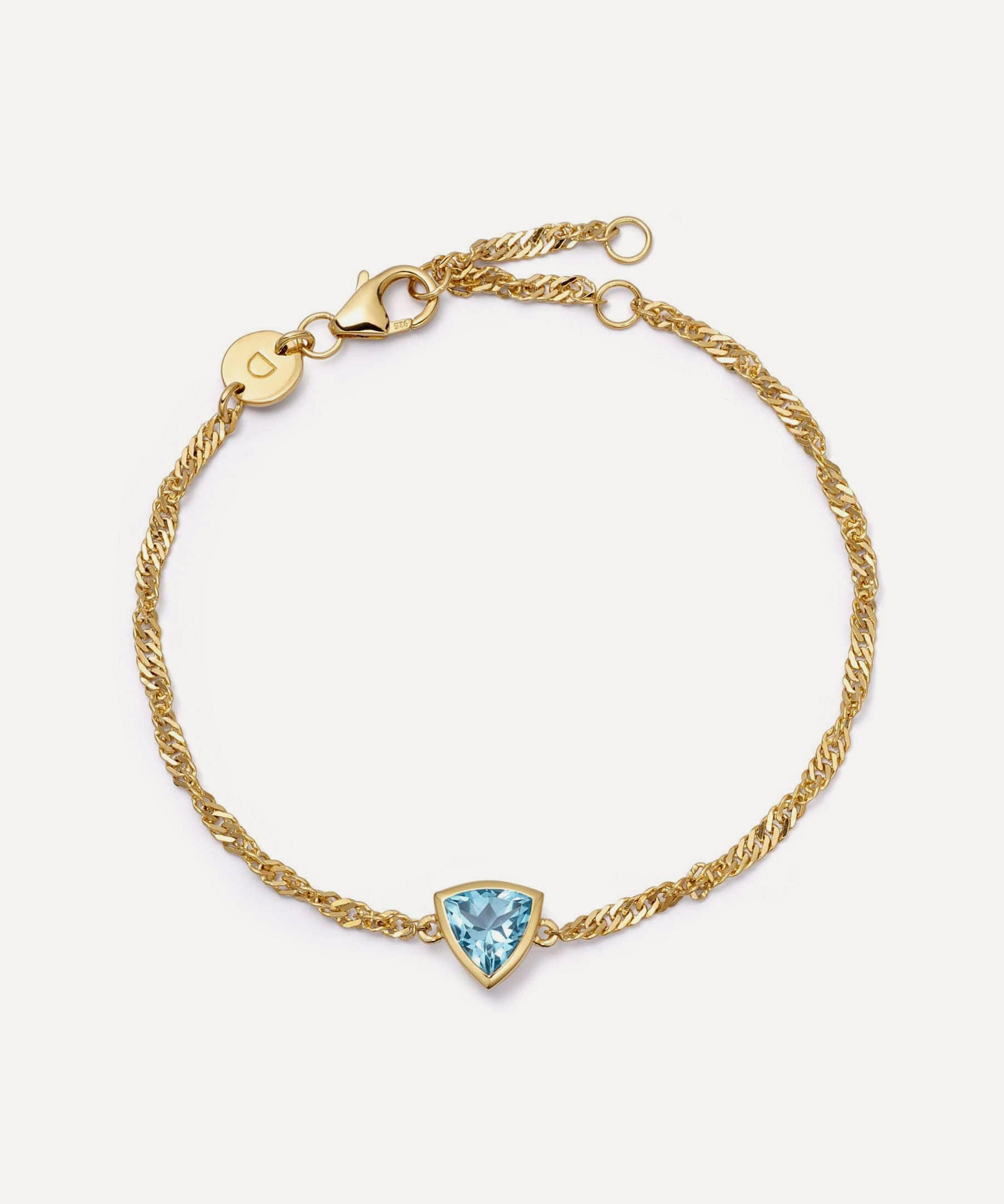 Daisy London - 18ct Gold-Plated Blue Topaz December Birthstone Charm Bracelet image number 0