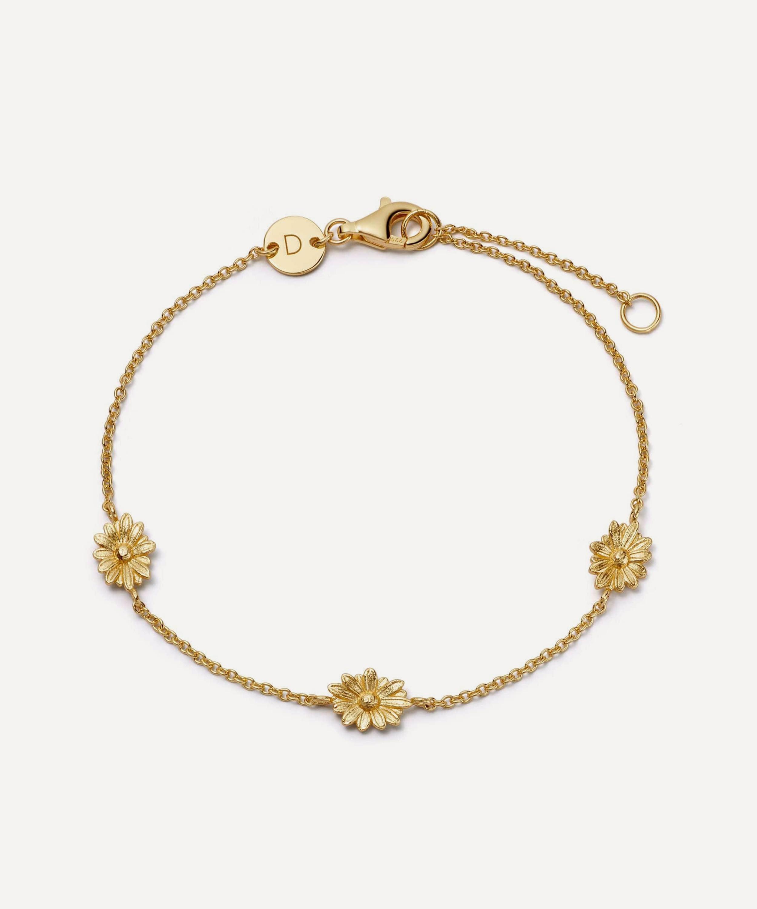 Daisy London - 18ct Gold-Plated Daisy Flower Chain Bracelet image number 0