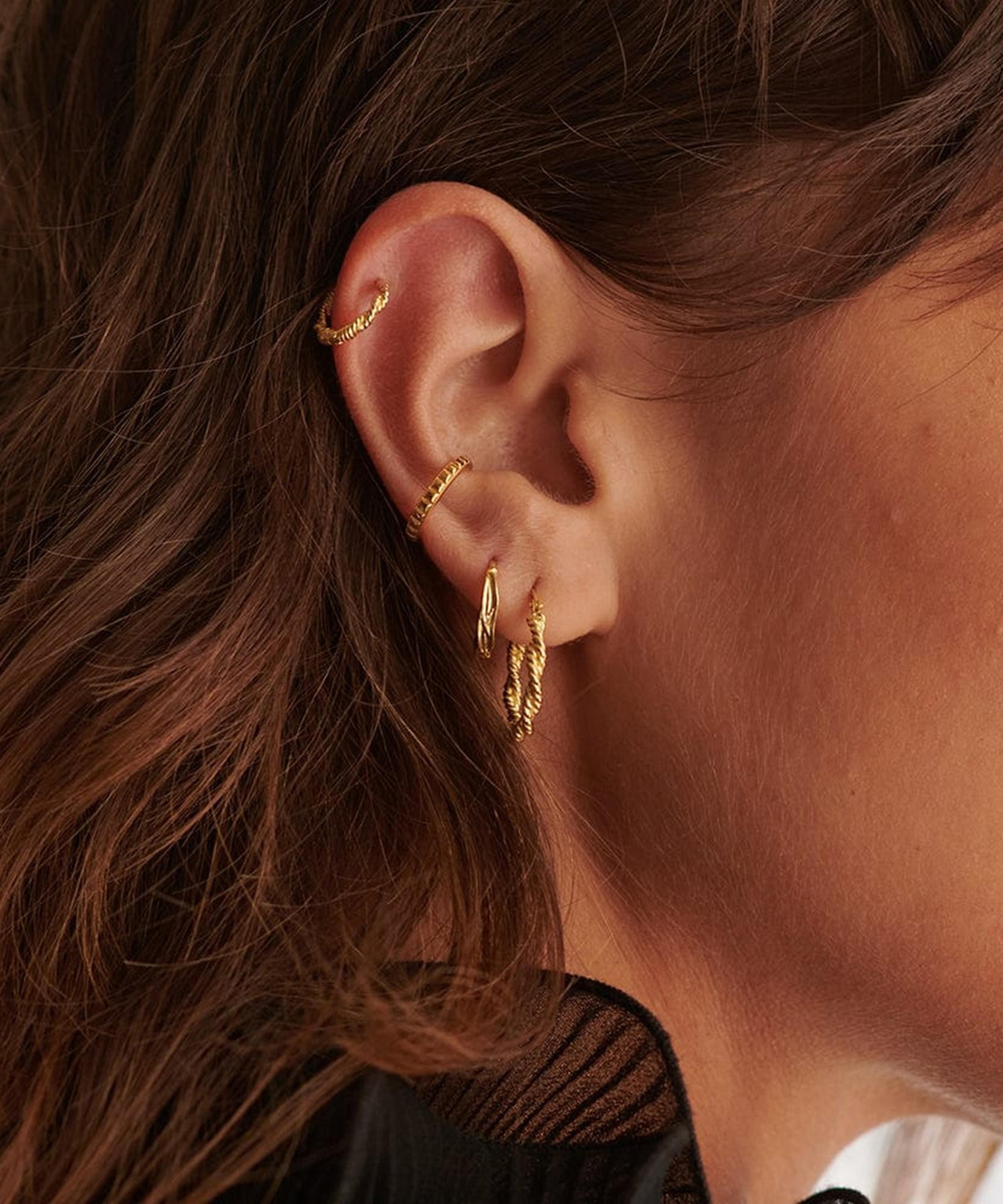 Daisy London - 18ct Gold-Plated Organic Huggie Hoop Earrings image number 1