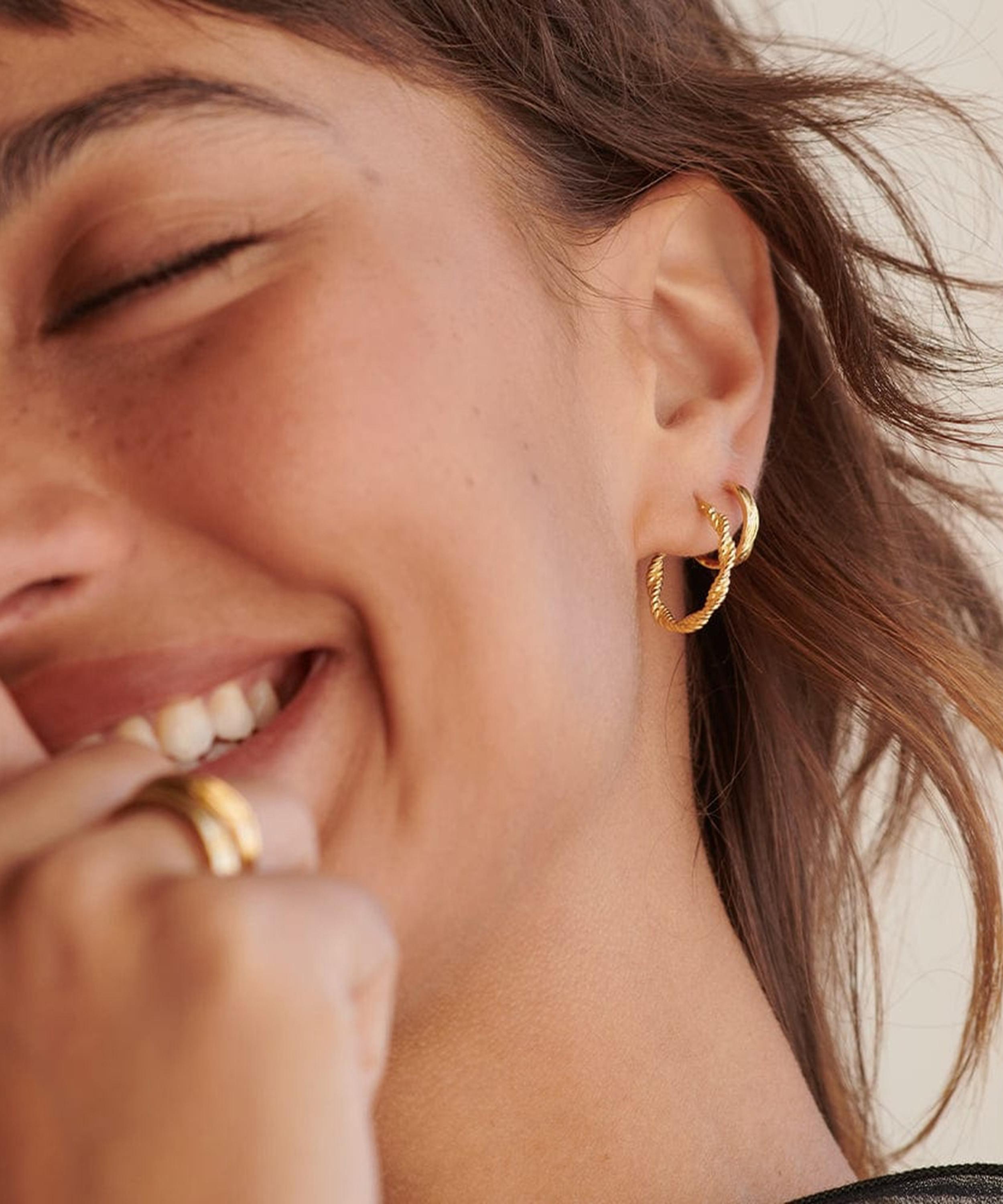 Daisy London - 18ct Gold-Plated Organic Huggie Hoop Earrings image number 2