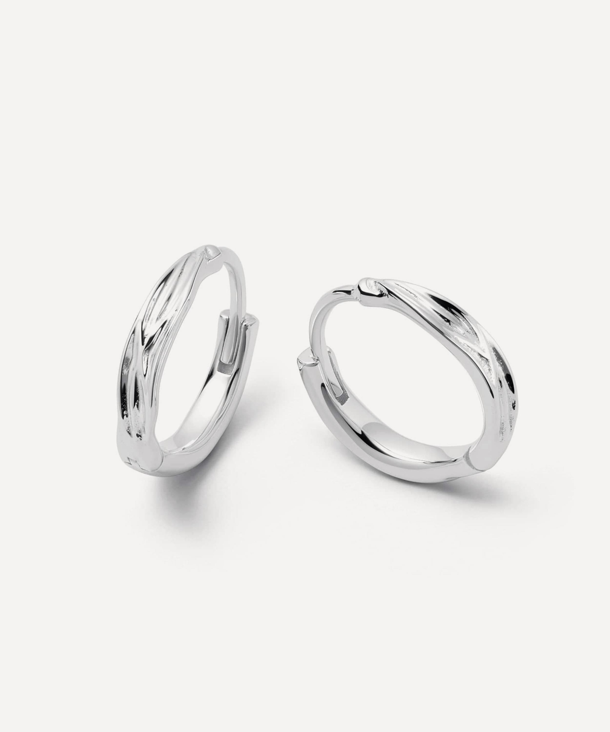 Daisy London - Sterling Silver Organic Huggie Hoop Earrings image number 0