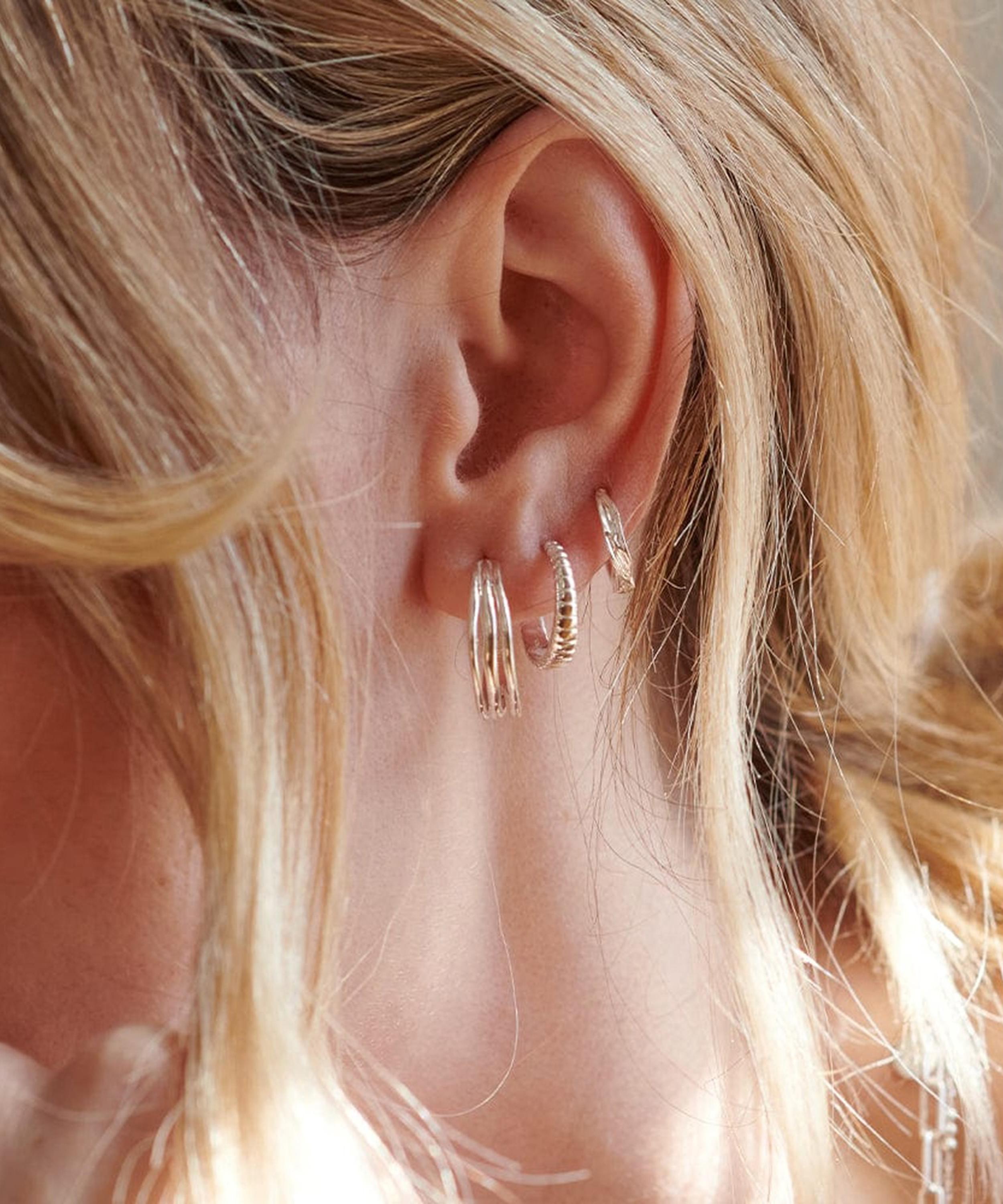 Daisy London - Sterling Silver Organic Huggie Hoop Earrings image number 1