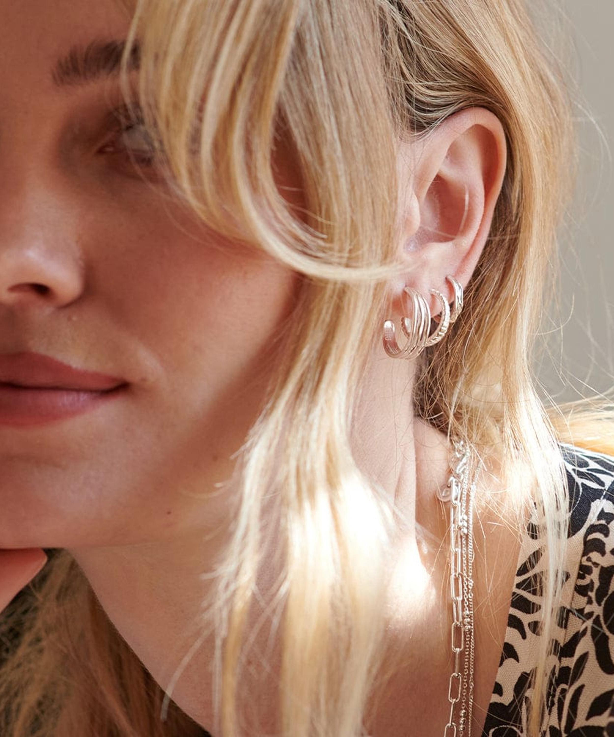 Daisy London - Sterling Silver Organic Huggie Hoop Earrings image number 2
