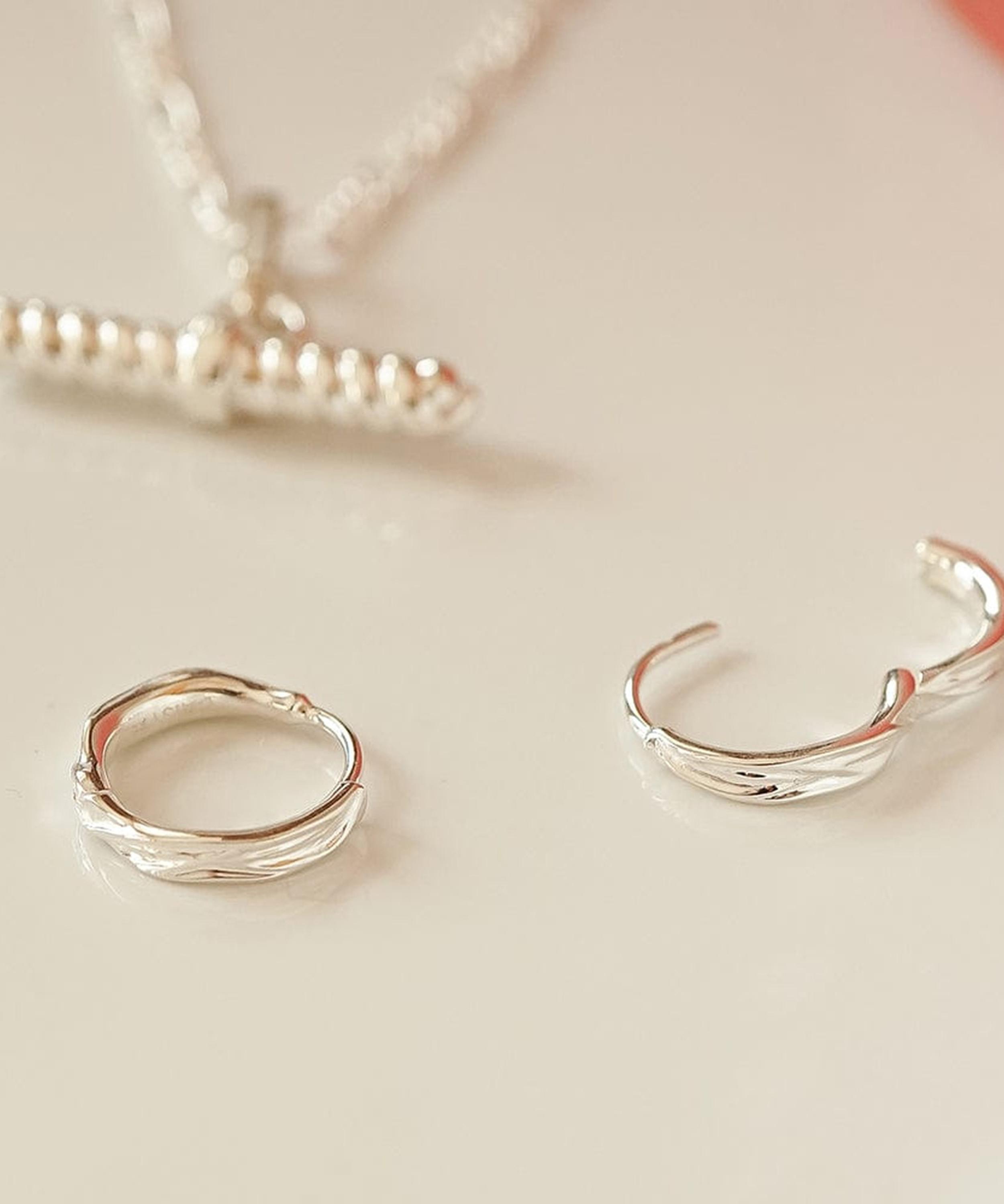 Daisy London - Sterling Silver Organic Huggie Hoop Earrings image number 3