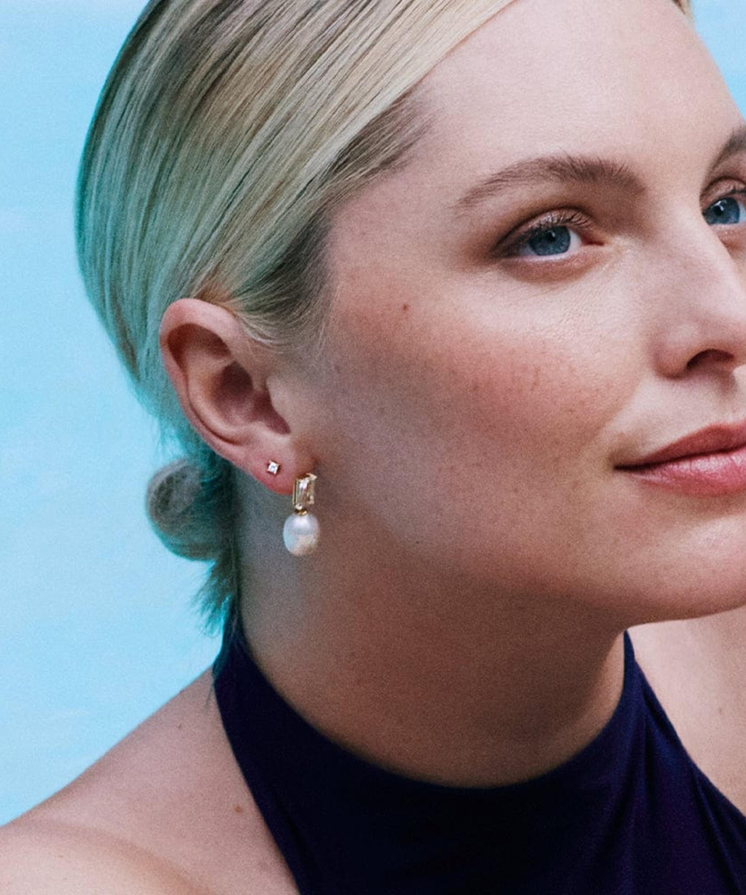 Daisy London - 14ct Gold Este&eacute; Lalonde Fine Sapphire and Pearl Drop Earrings image number 1