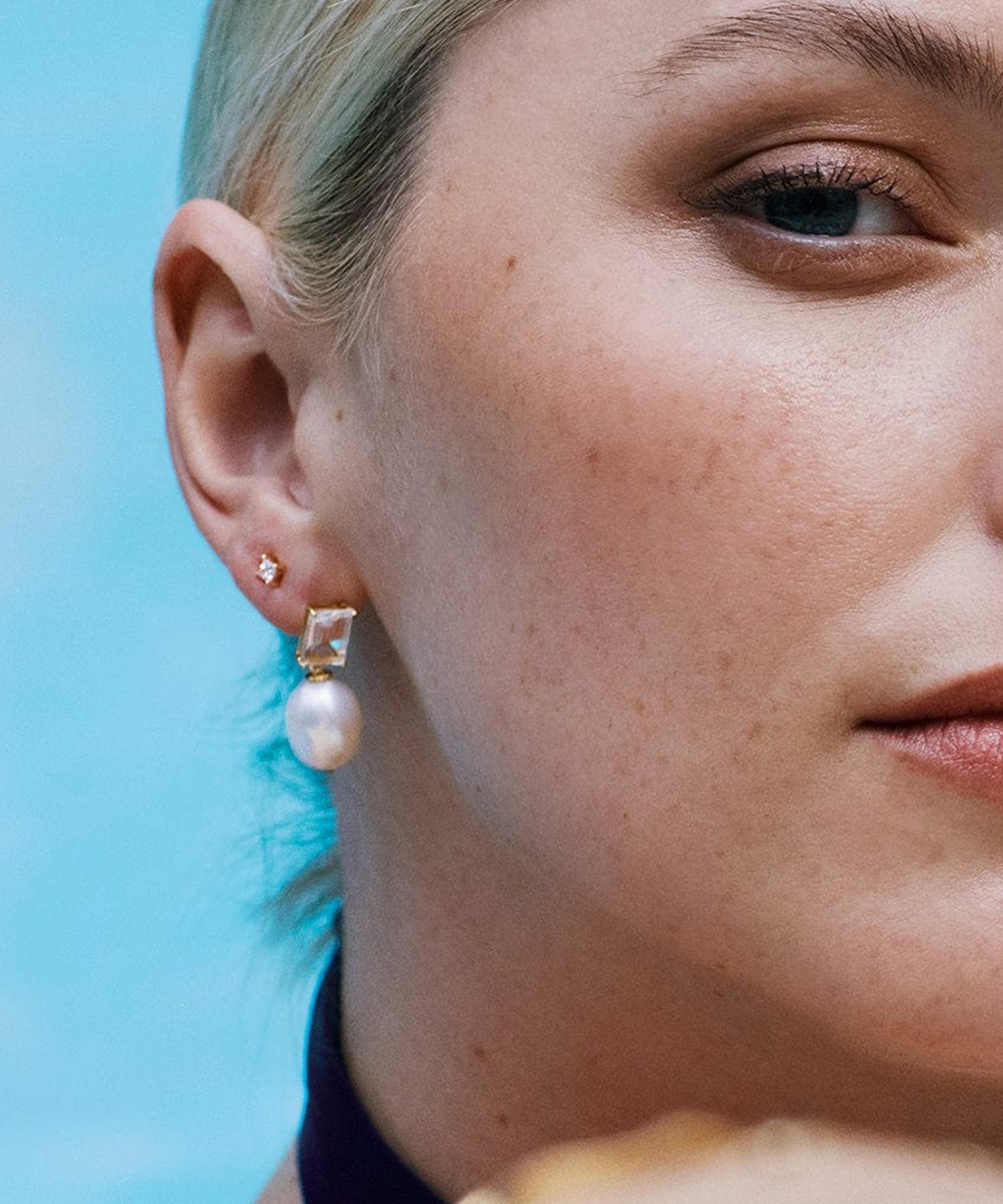 Daisy London - 14ct Gold Este&eacute; Lalonde Fine Sapphire and Pearl Drop Earrings image number 2