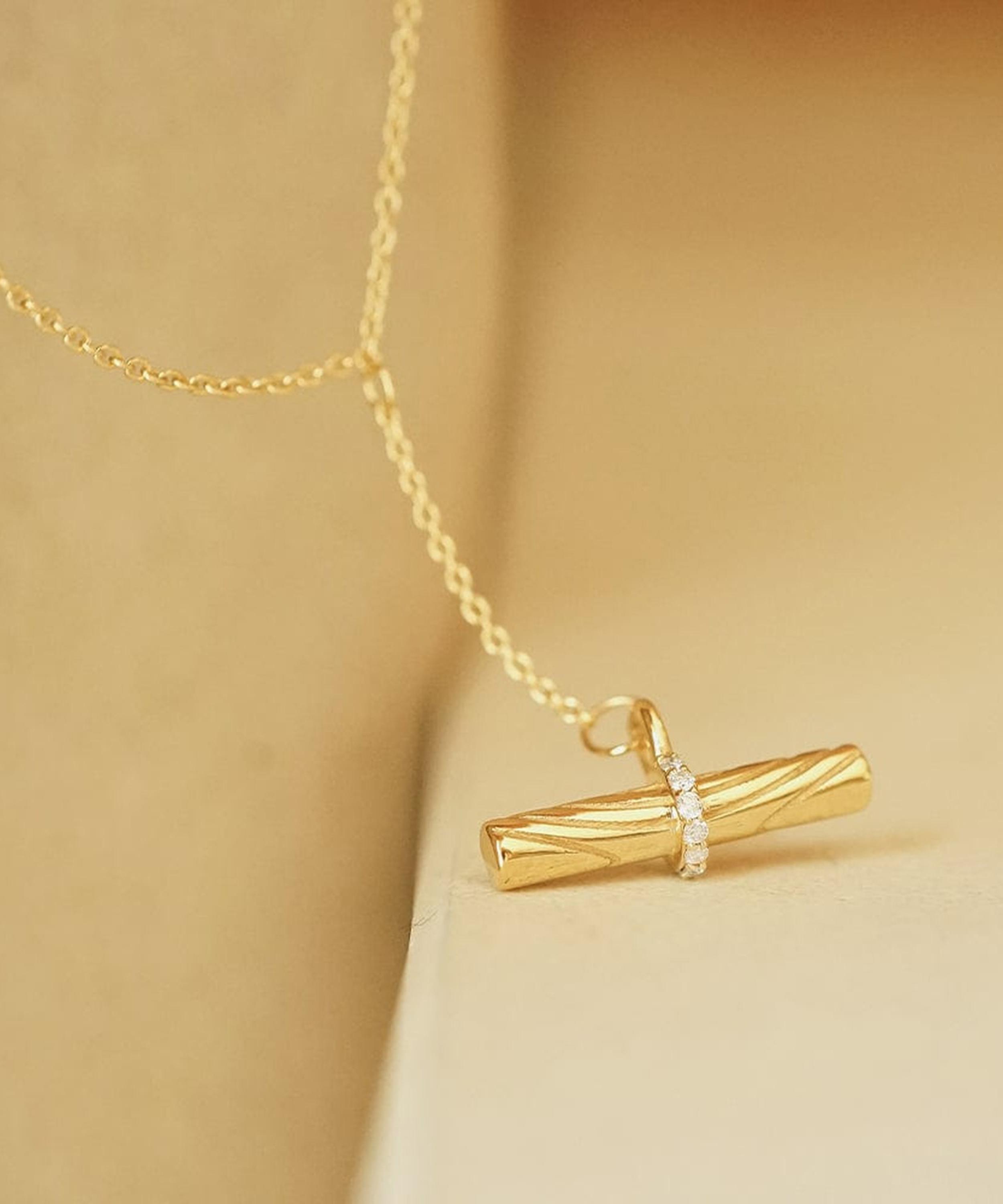 Daisy London - Gold Este&eacute; Lalonde Fine Diamond T-Bar Pendant Necklace image number 3