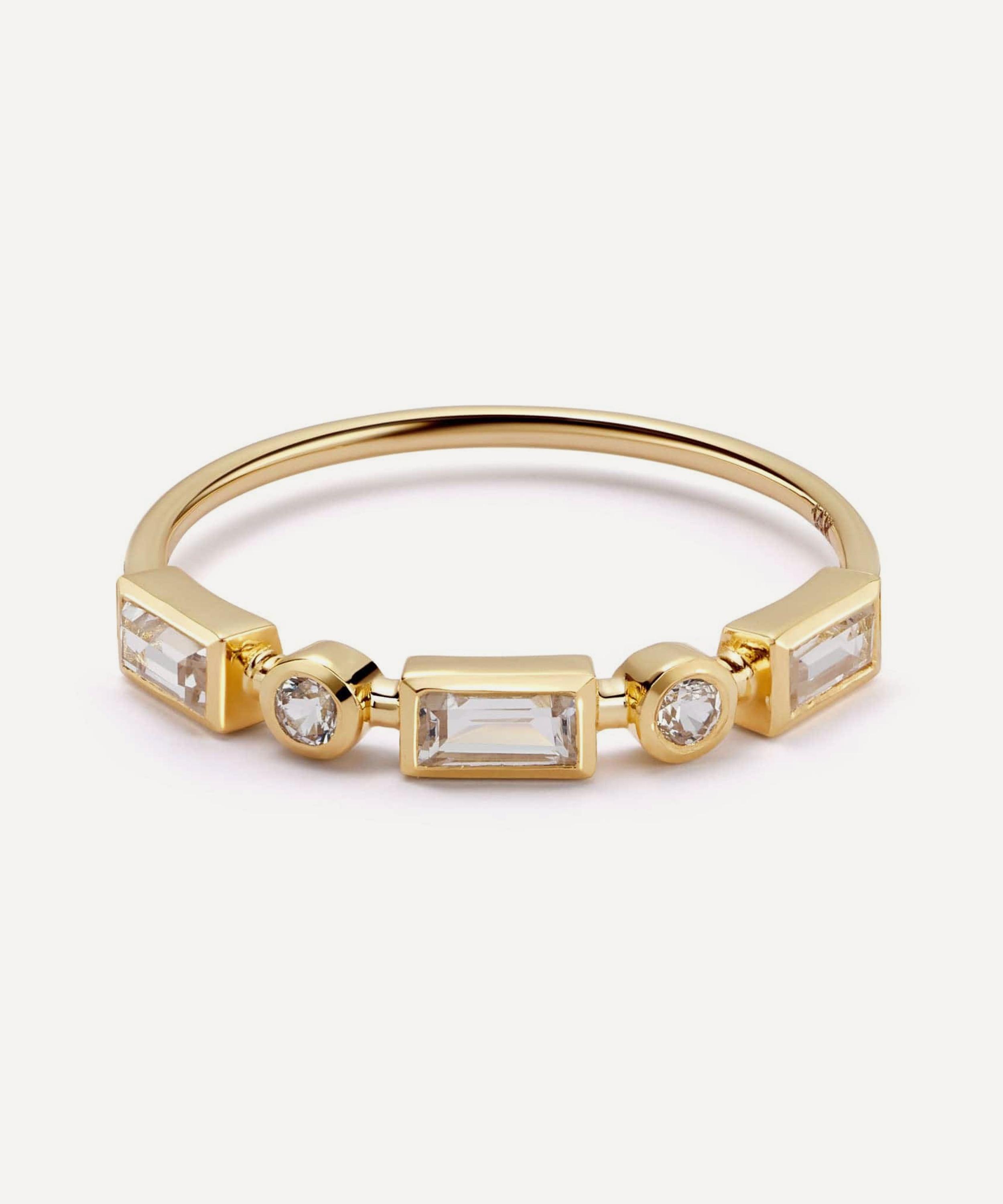 Daisy London - 14ct Gold Este&eacute; Lalonde Fine Baguette Sapphire Ring