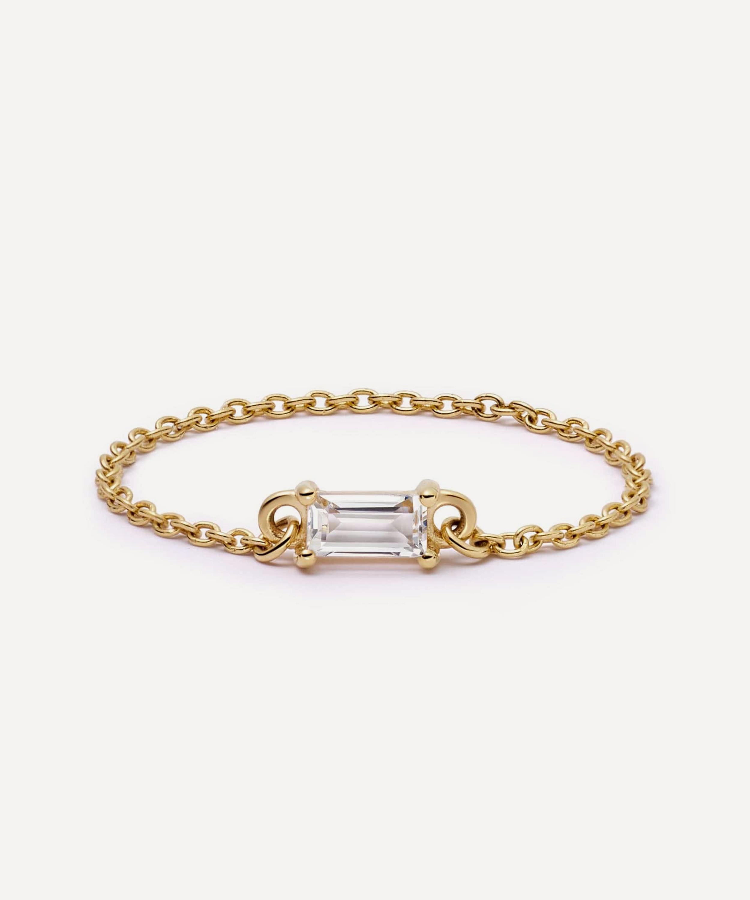 Daisy London - 14ct Gold Este&eacute; Lalonde Fine Baguette Sapphire Chain Ring