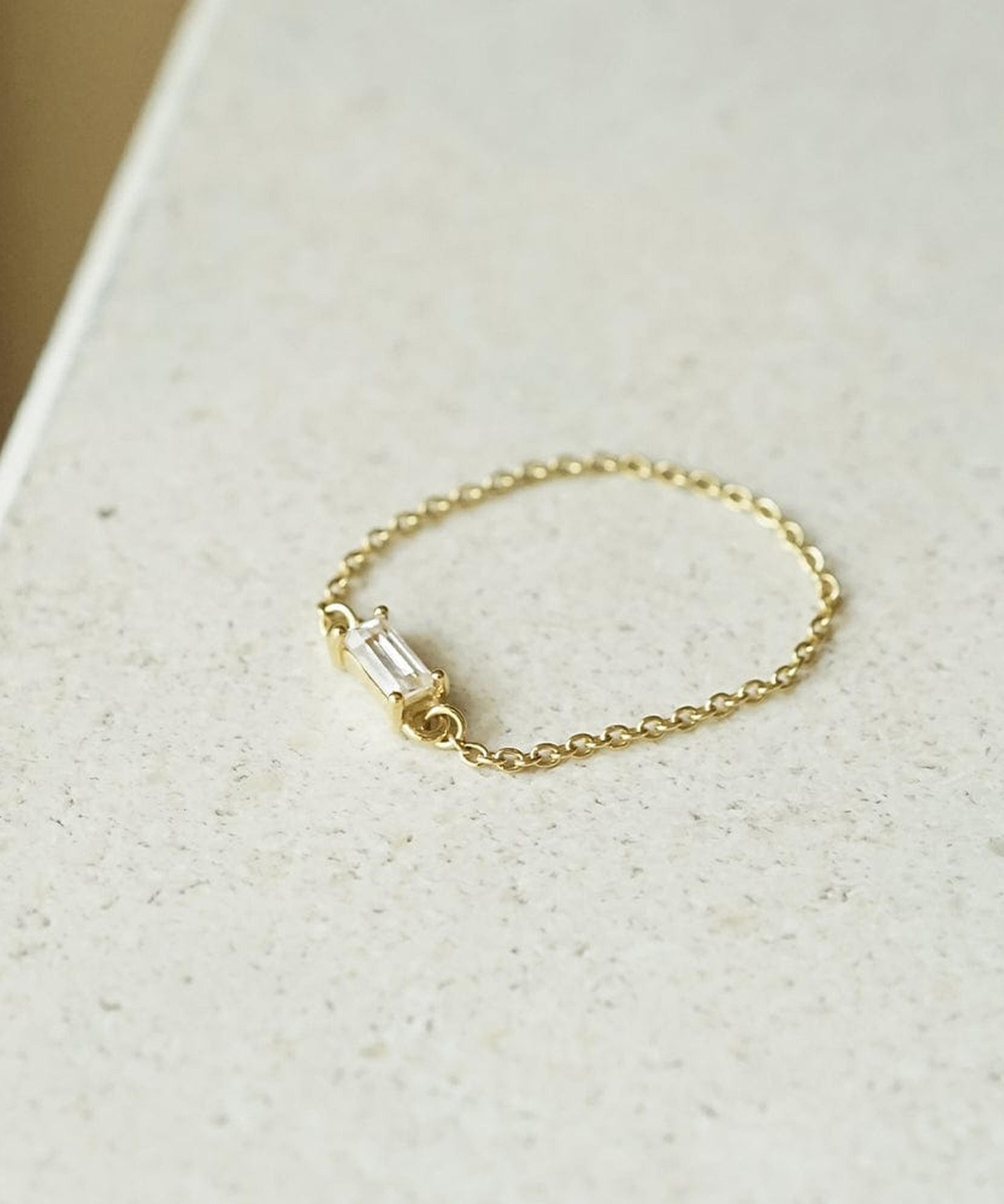 Daisy London - 14ct Gold Este&eacute; Lalonde Fine Baguette Sapphire Chain Ring image number 2