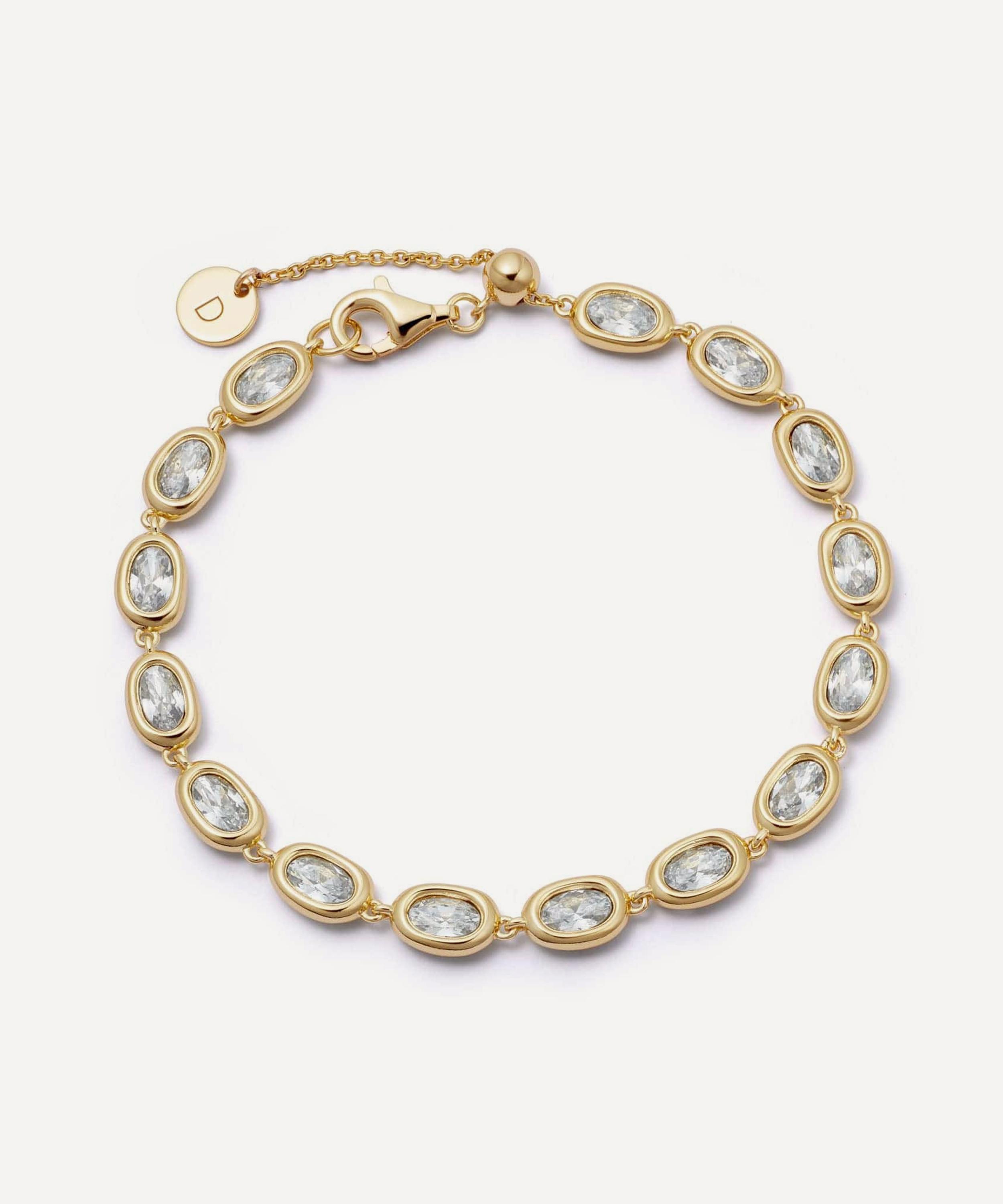 Daisy London - 18ct Gold-Plated Este&eacute; Lalonde Sapphire Tennis Bracelet image number 0