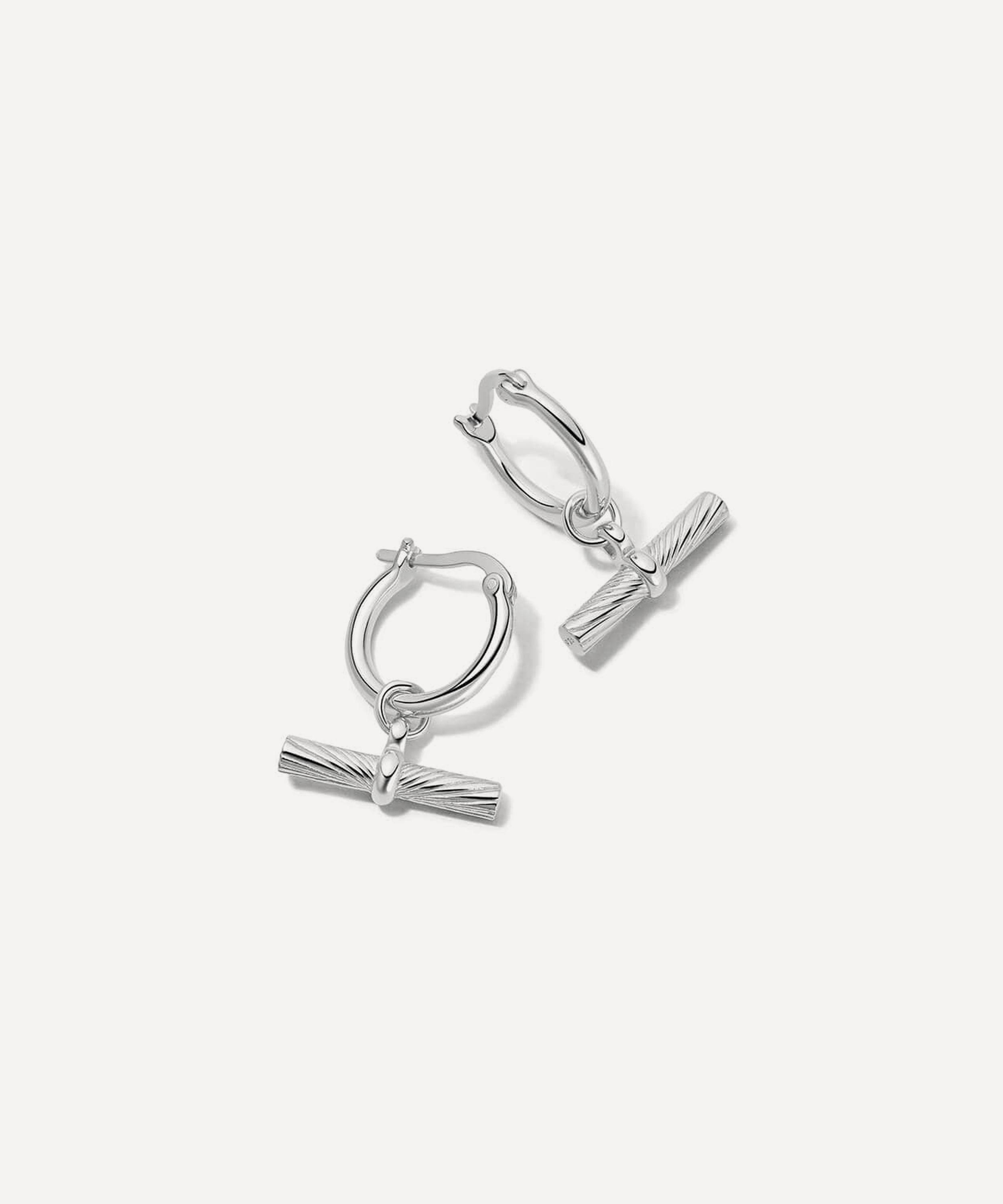 Daisy London - Sterling Silver Est&eacute;e Lalonde T-Bar Charm Drop Hoop Earrings image number 0