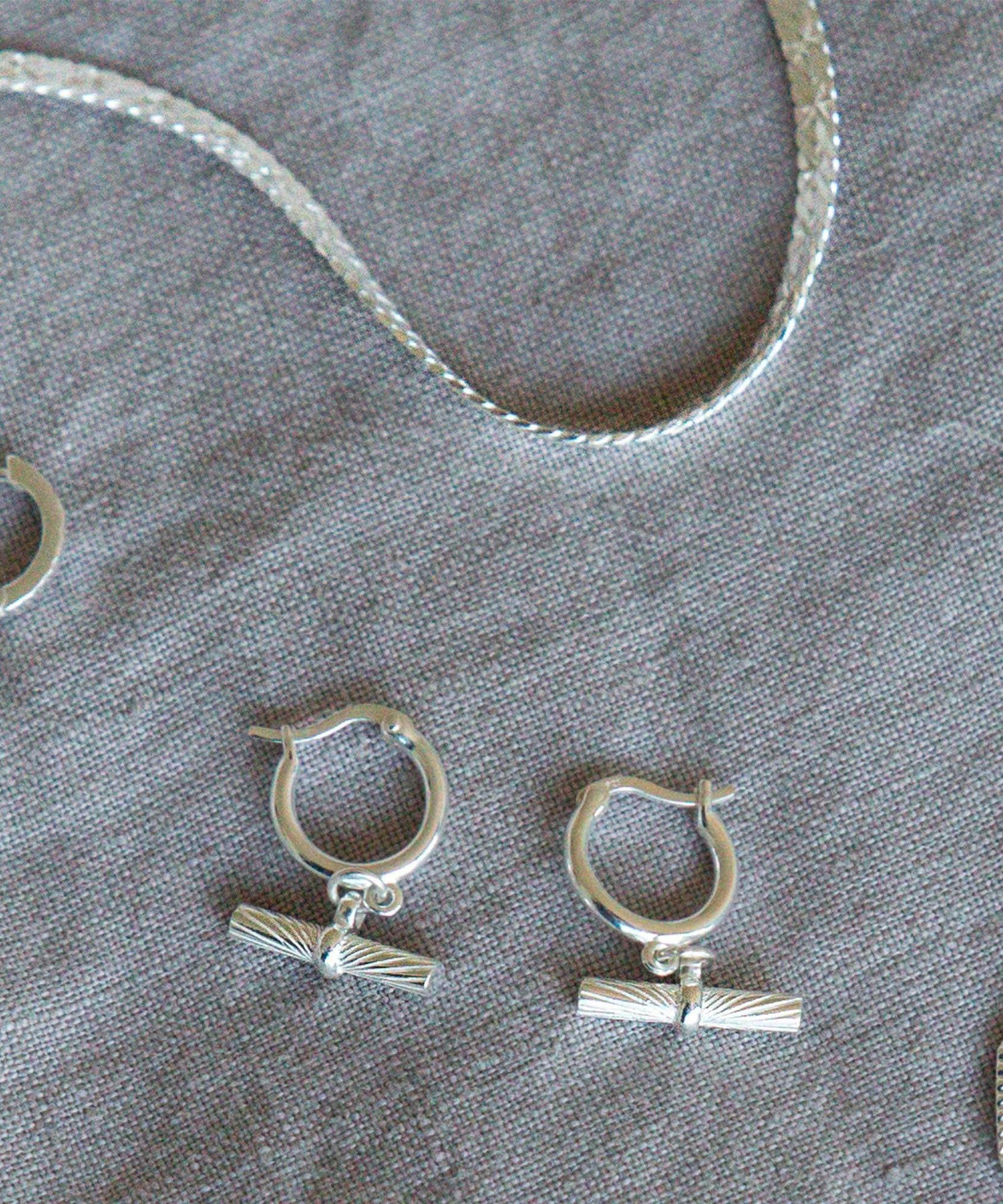 Daisy London - Sterling Silver Est&eacute;e Lalonde T-Bar Charm Drop Hoop Earrings image number 3