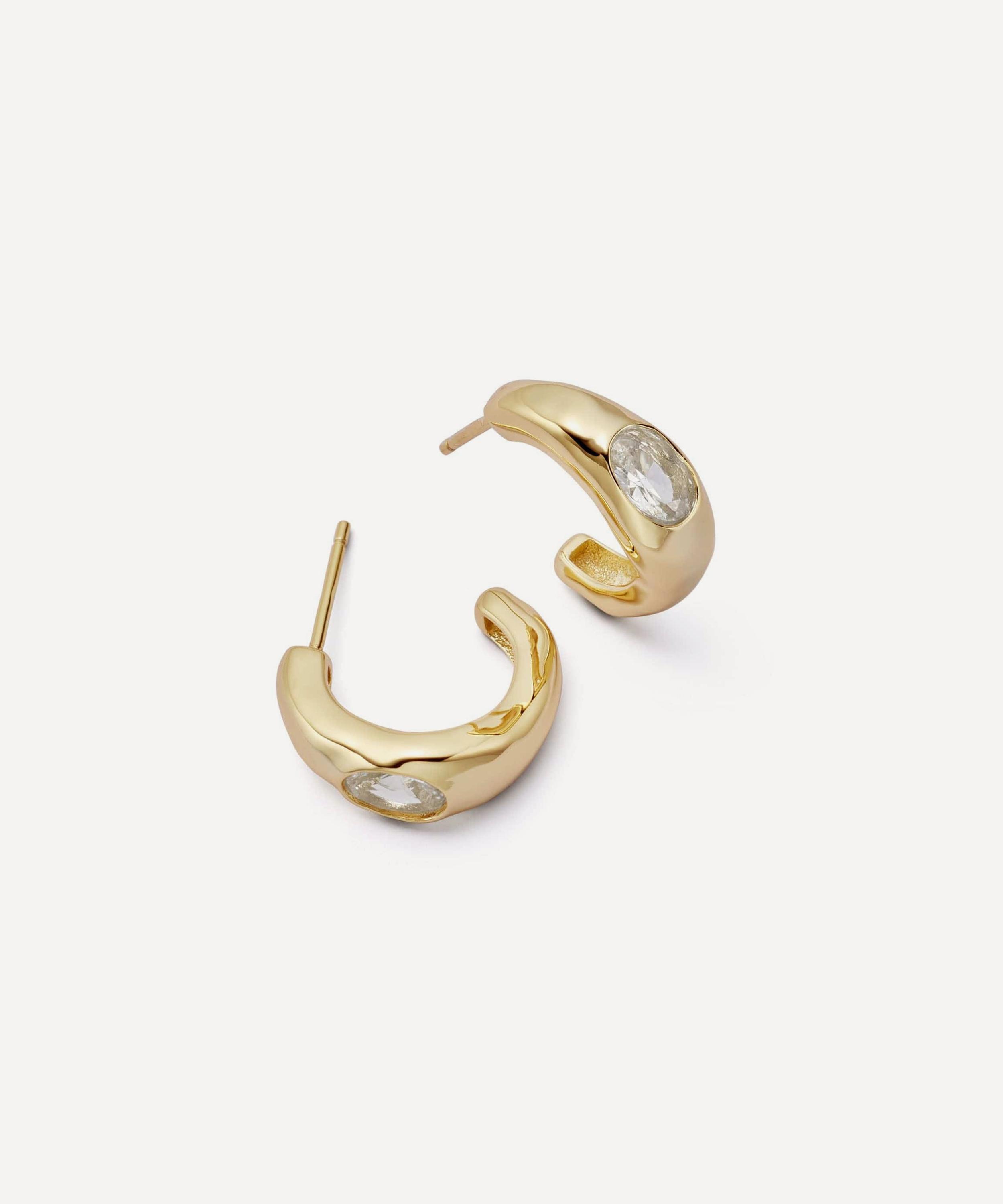 Daisy London - 18ct Gold-Plated Est&eacute;e Lalonde Chunky Sapphire Hoop Earrings image number 0