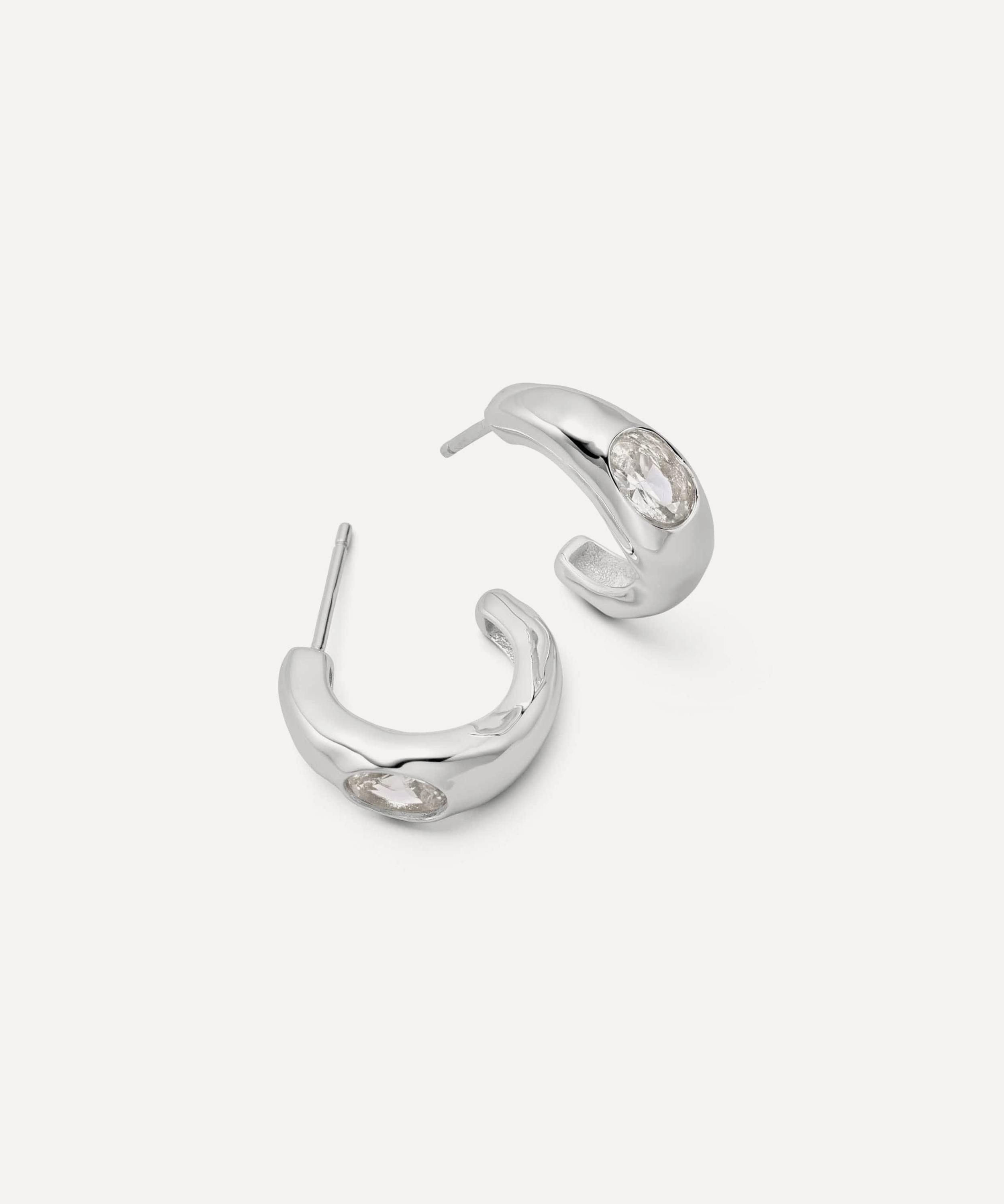 Daisy London - Sterling Silver Est&eacute;e Lalonde Chunky Sapphire Hoop Earrings image number 0