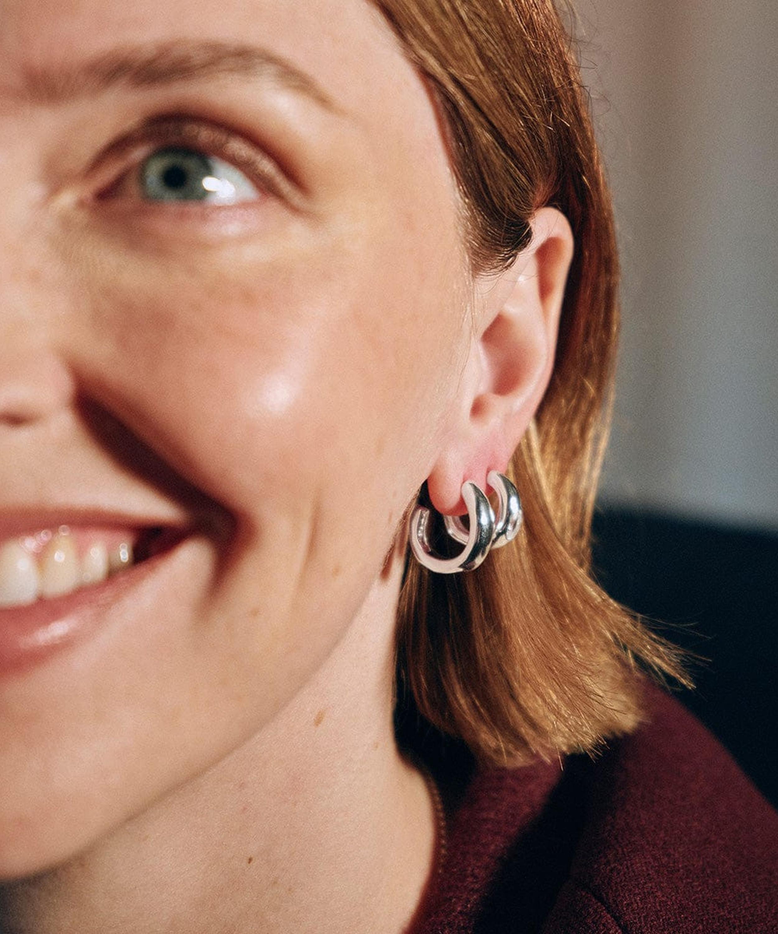 Daisy London - Sterling Silver Est&eacute;e Lalonde Chunky Sapphire Hoop Earrings image number 2