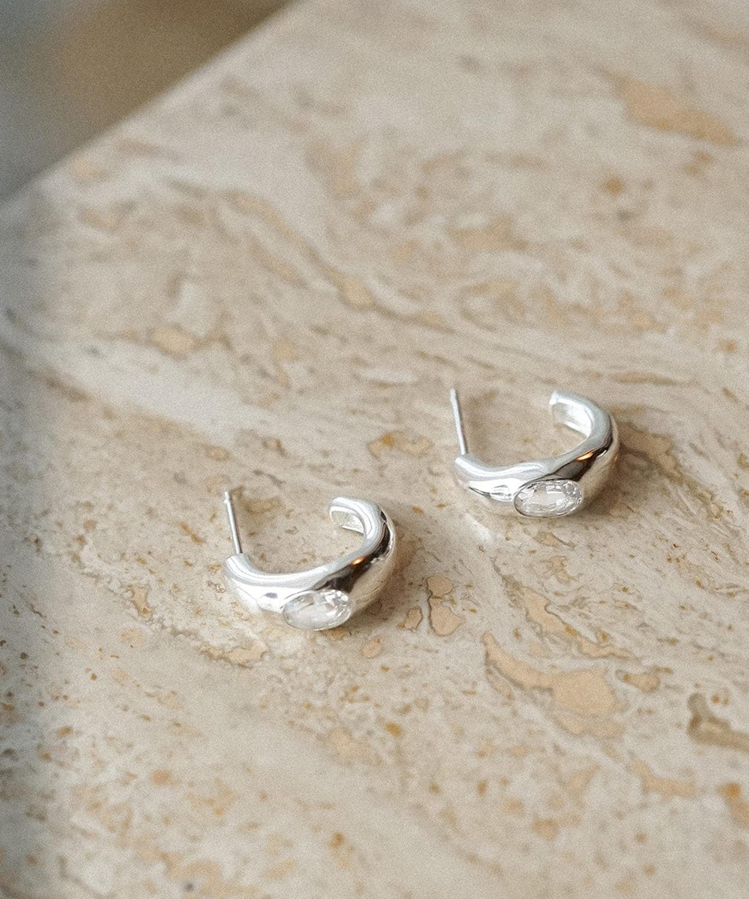 Daisy London - Sterling Silver Est&eacute;e Lalonde Chunky Sapphire Hoop Earrings image number 3