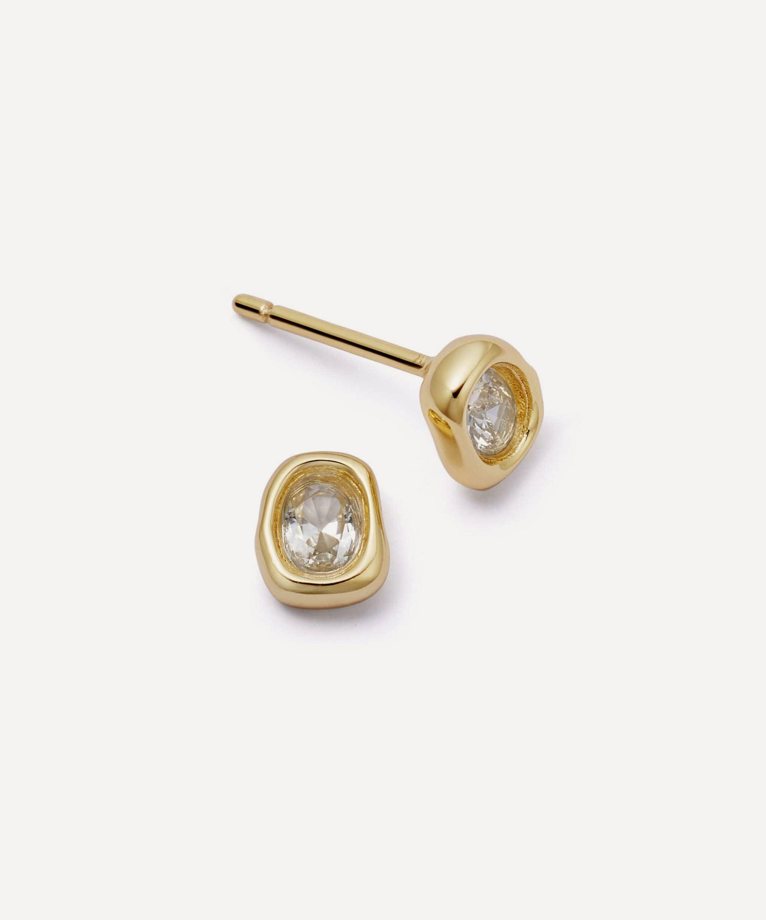Daisy London - 18ct Gold-Plated Est&eacute;e Lalonde Sapphire Organic Stud Earrings image number 0