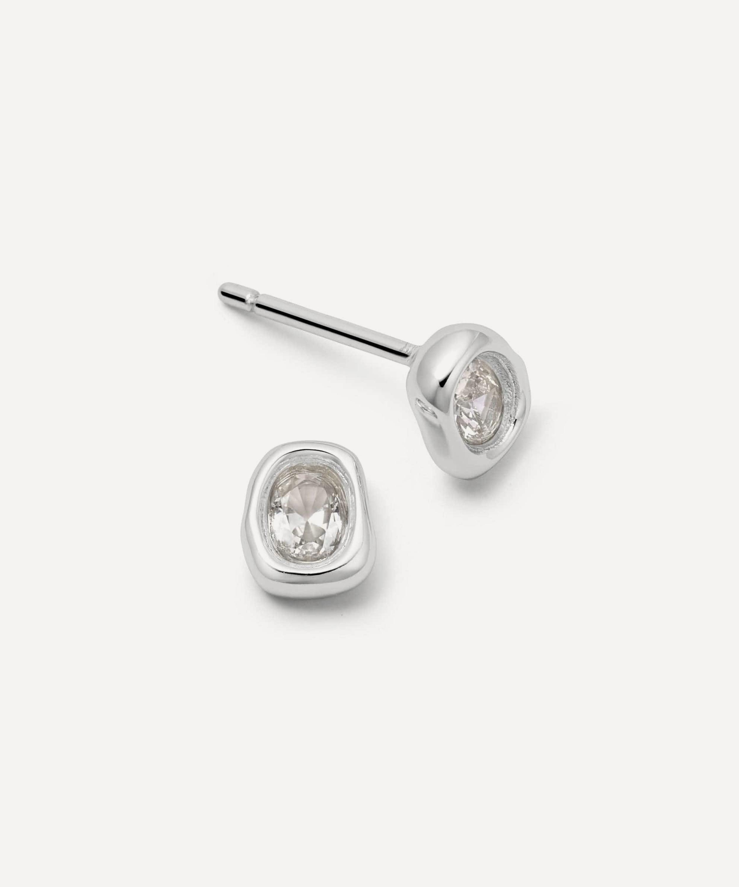 Daisy London - Sterling Silver Est&eacute;e Lalonde Sapphire Organic Stud Earrings