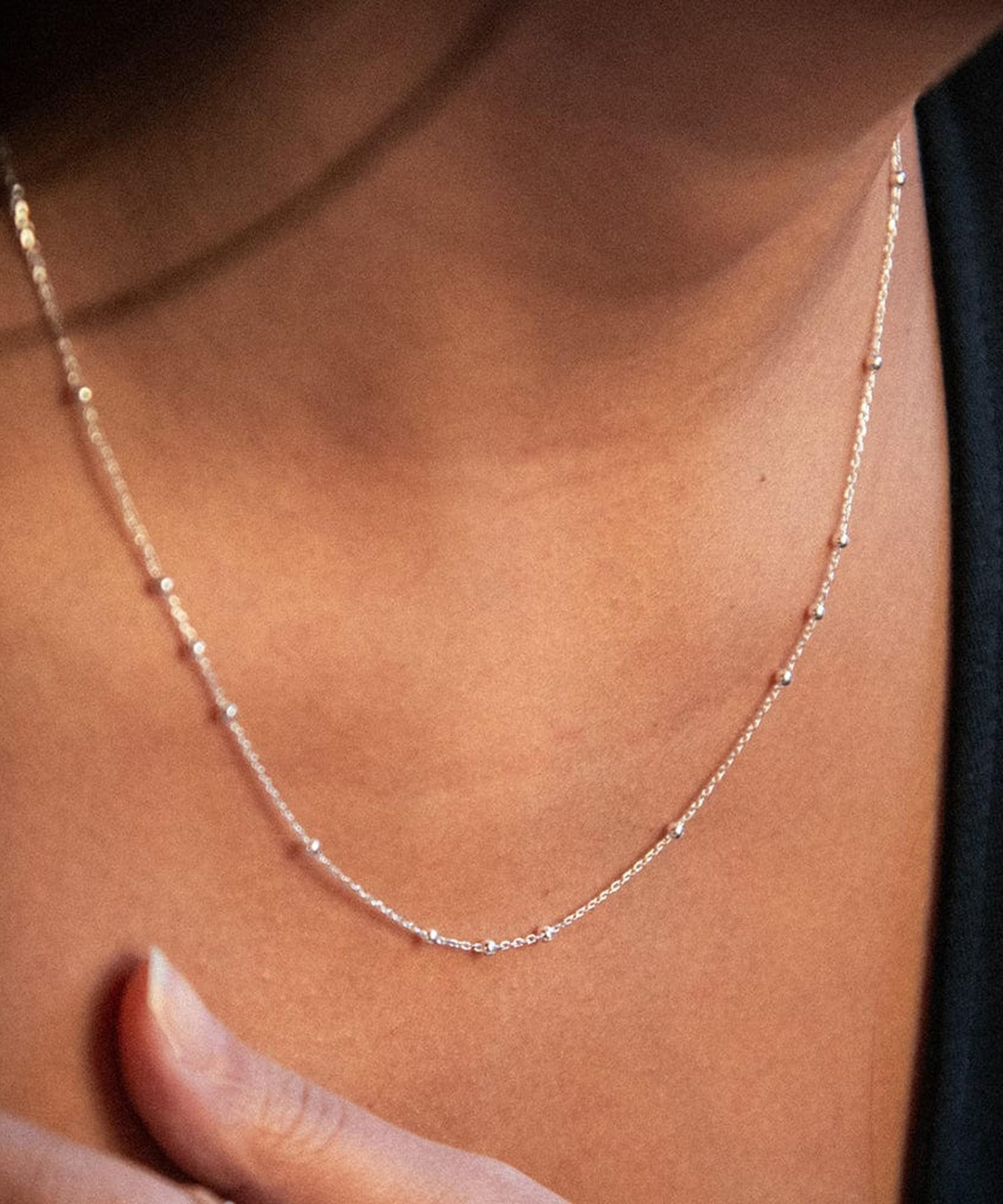 Daisy London - Sterling Silver Beaded Layering Chain Necklace image number 1