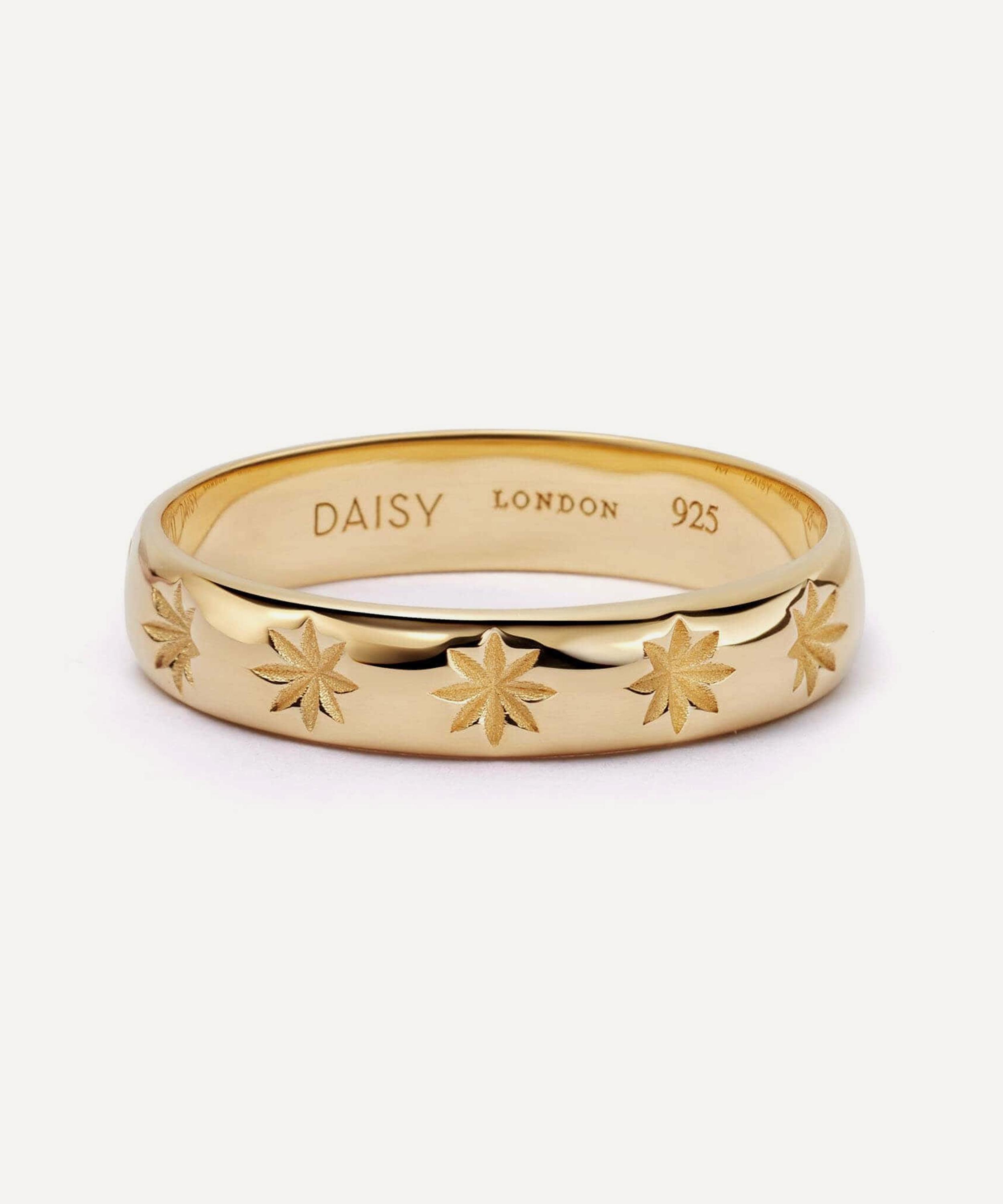 Daisy London - 18ct Gold-Plated Star Engraved Stacking Ring