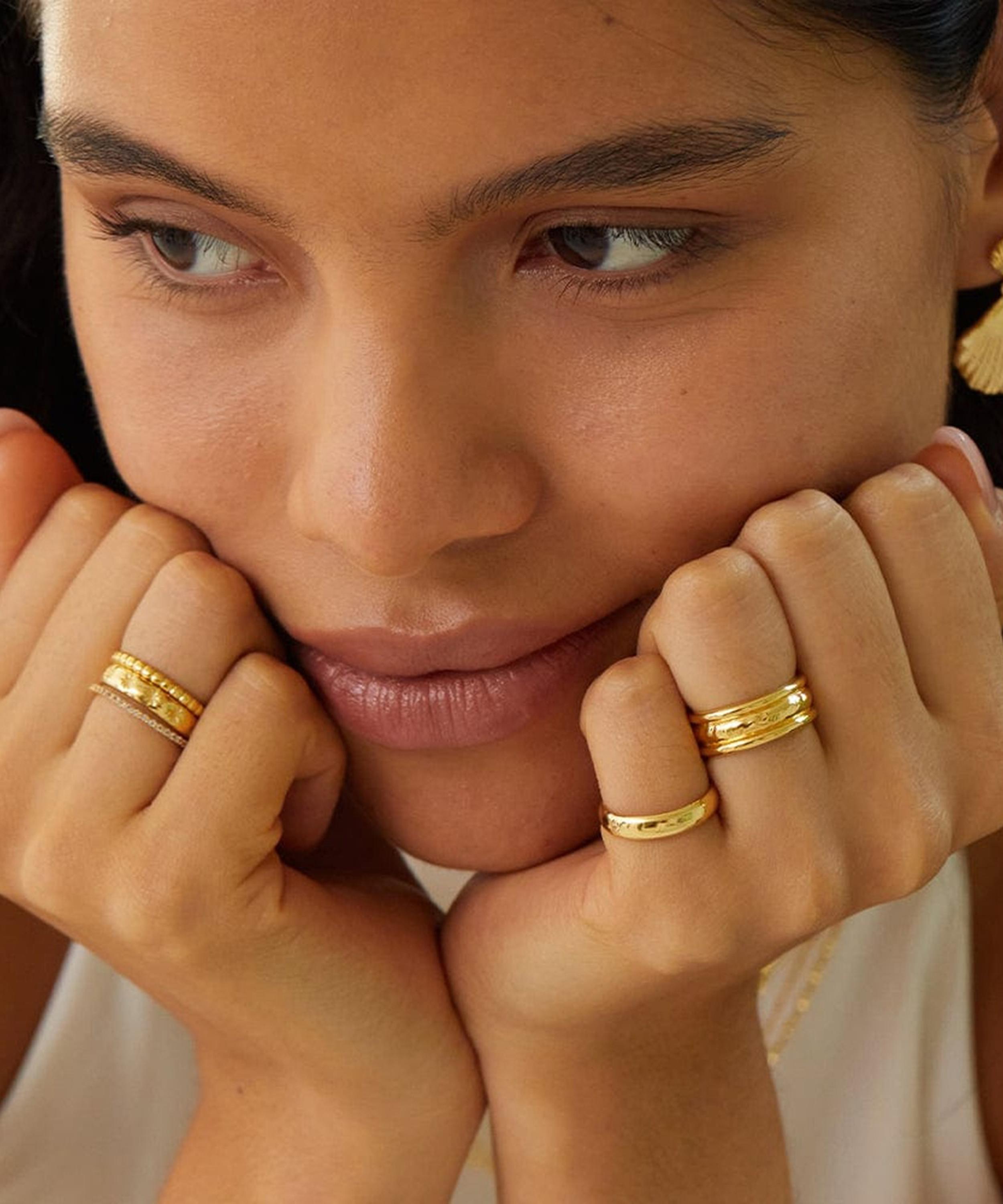 Daisy London - 18ct Gold-Plated Star Engraved Stacking Ring image number 2