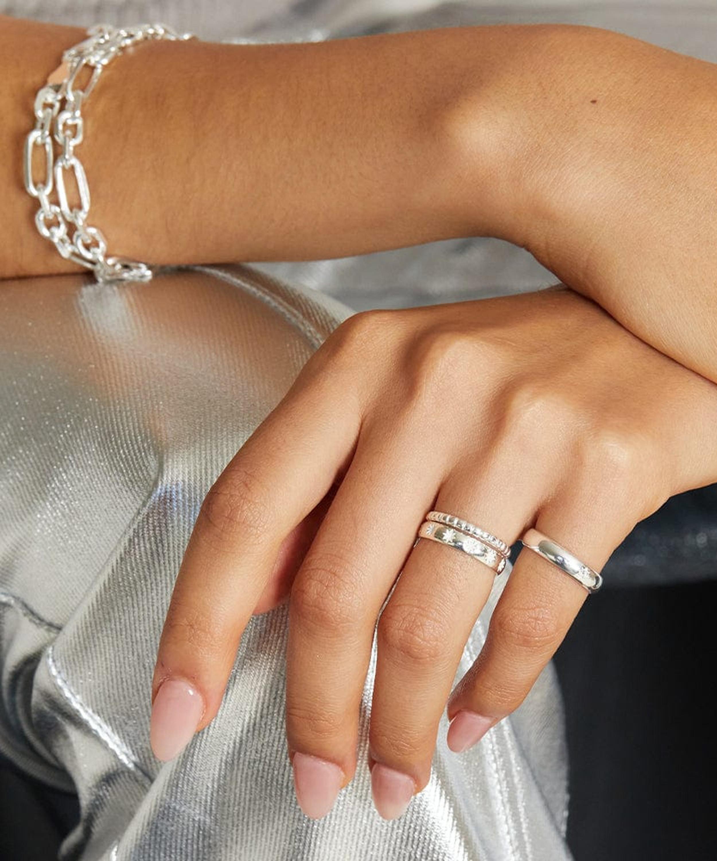 Daisy London - Sterling Silver Star Engraved Stacking Ring image number 1